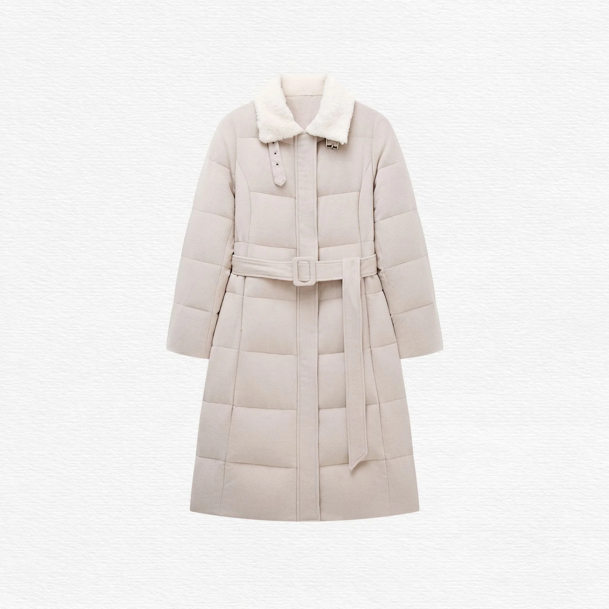 Belted Shearling Down Coat - Image 6