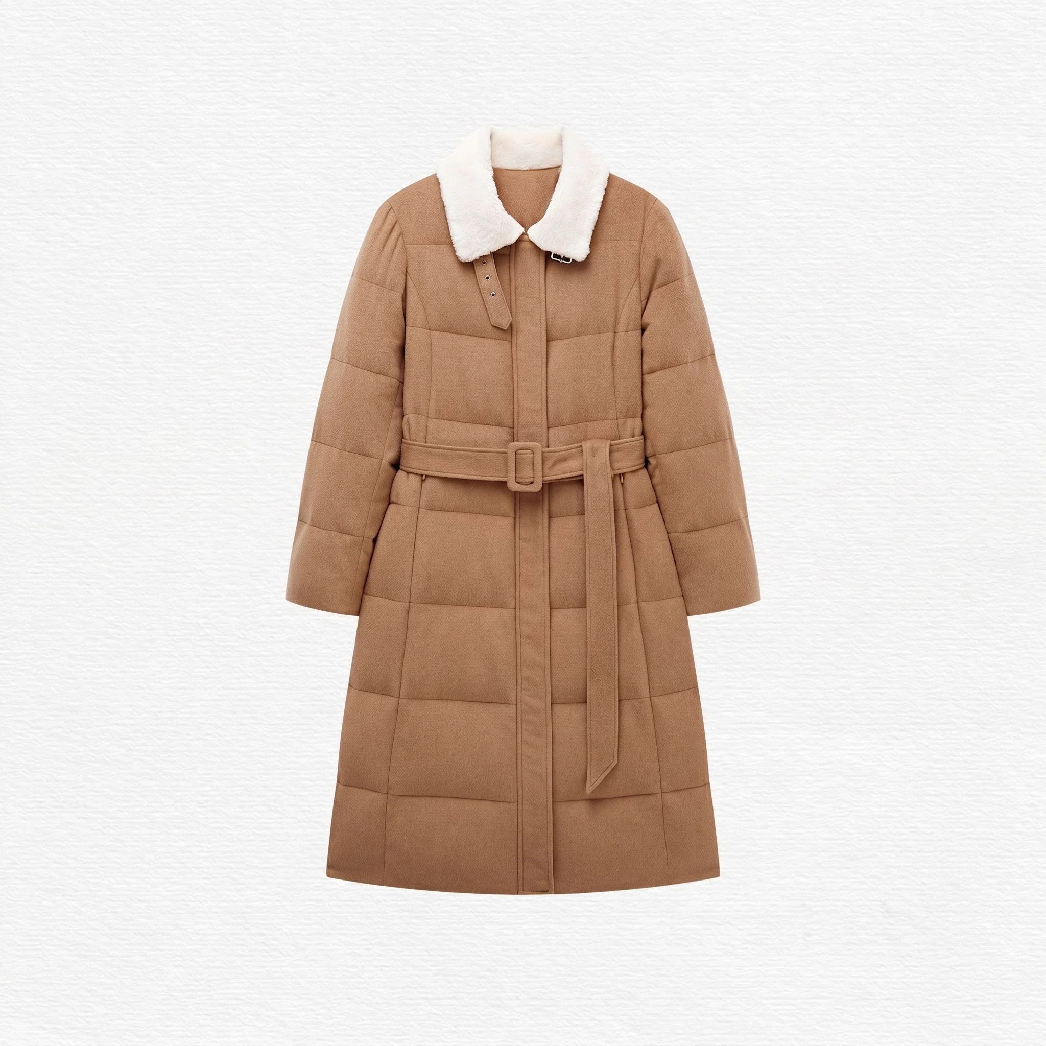 Belted Shearling Down Coat - Image 7