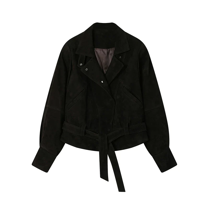 Belted Sheepskin Moto Jacket - Image 7