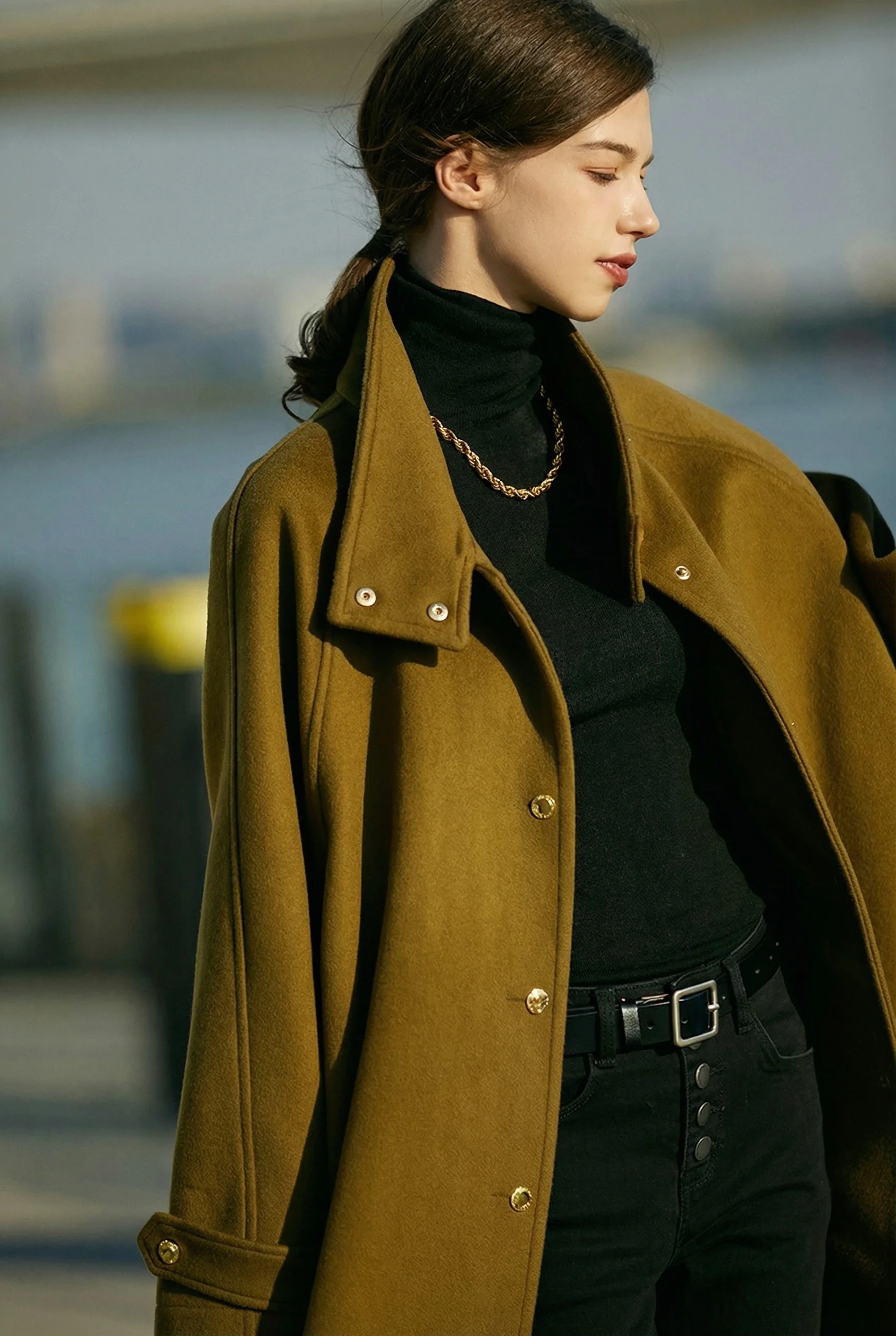 Belted Stand-Collar Coat - Image 3