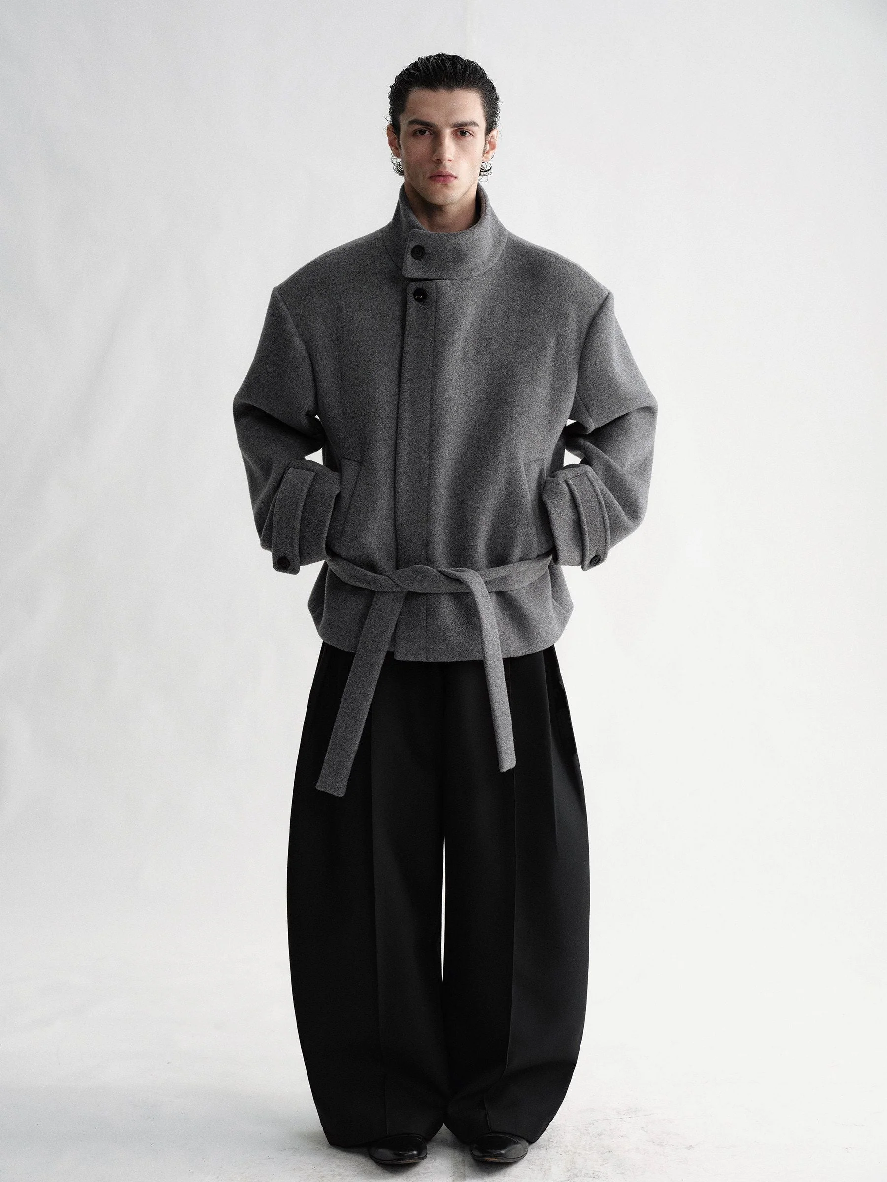 Belted Stand-Collar Jacket - Image 2