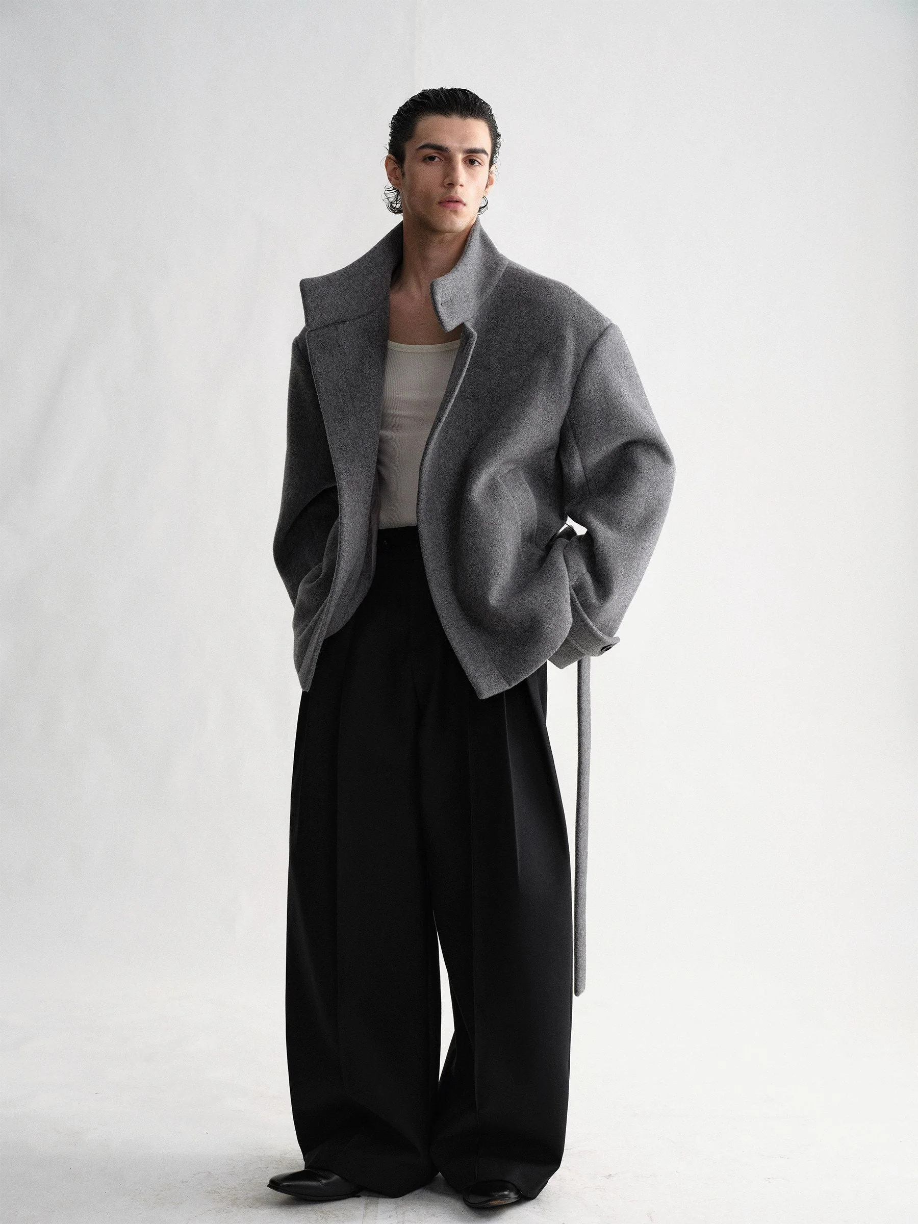 Belted Stand-Collar Jacket - Image 3
