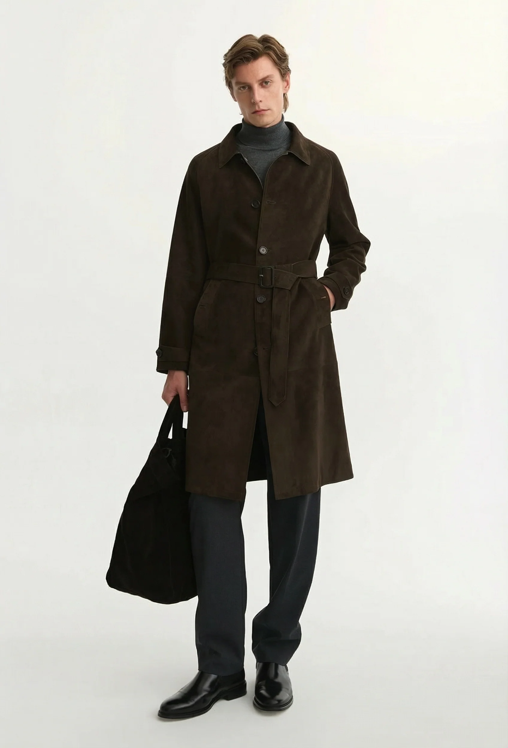 Belted Suede Coat
