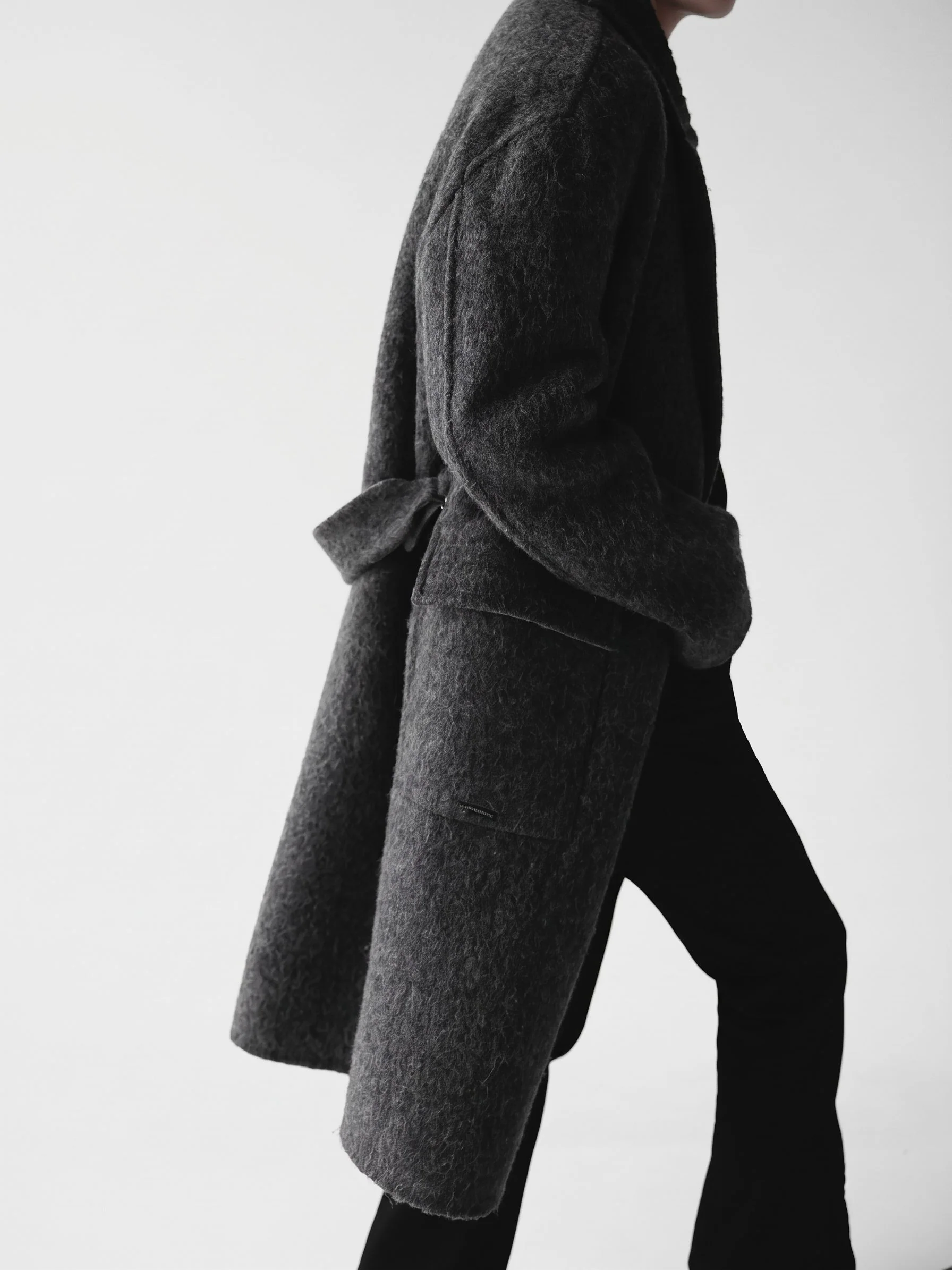 Belted Textured Coat - Image 4