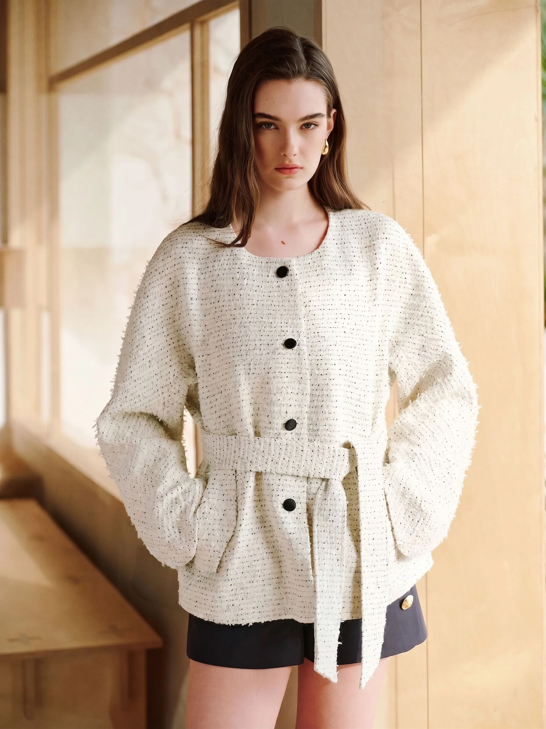 Belted Tweed Jacket