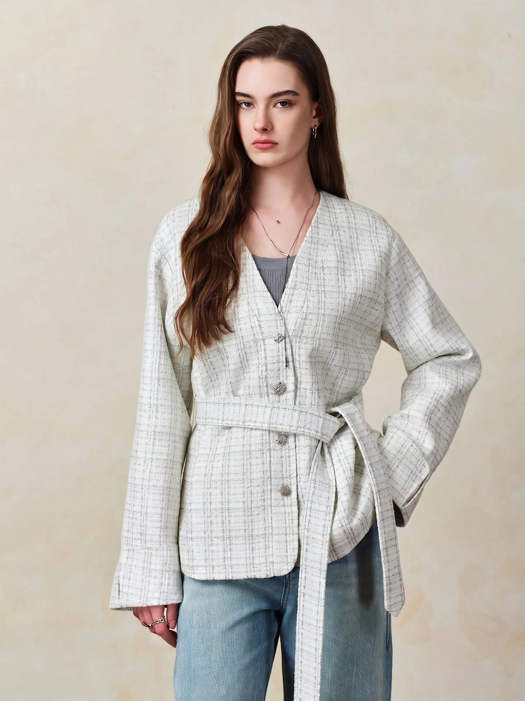 Belted Tweed Jacket