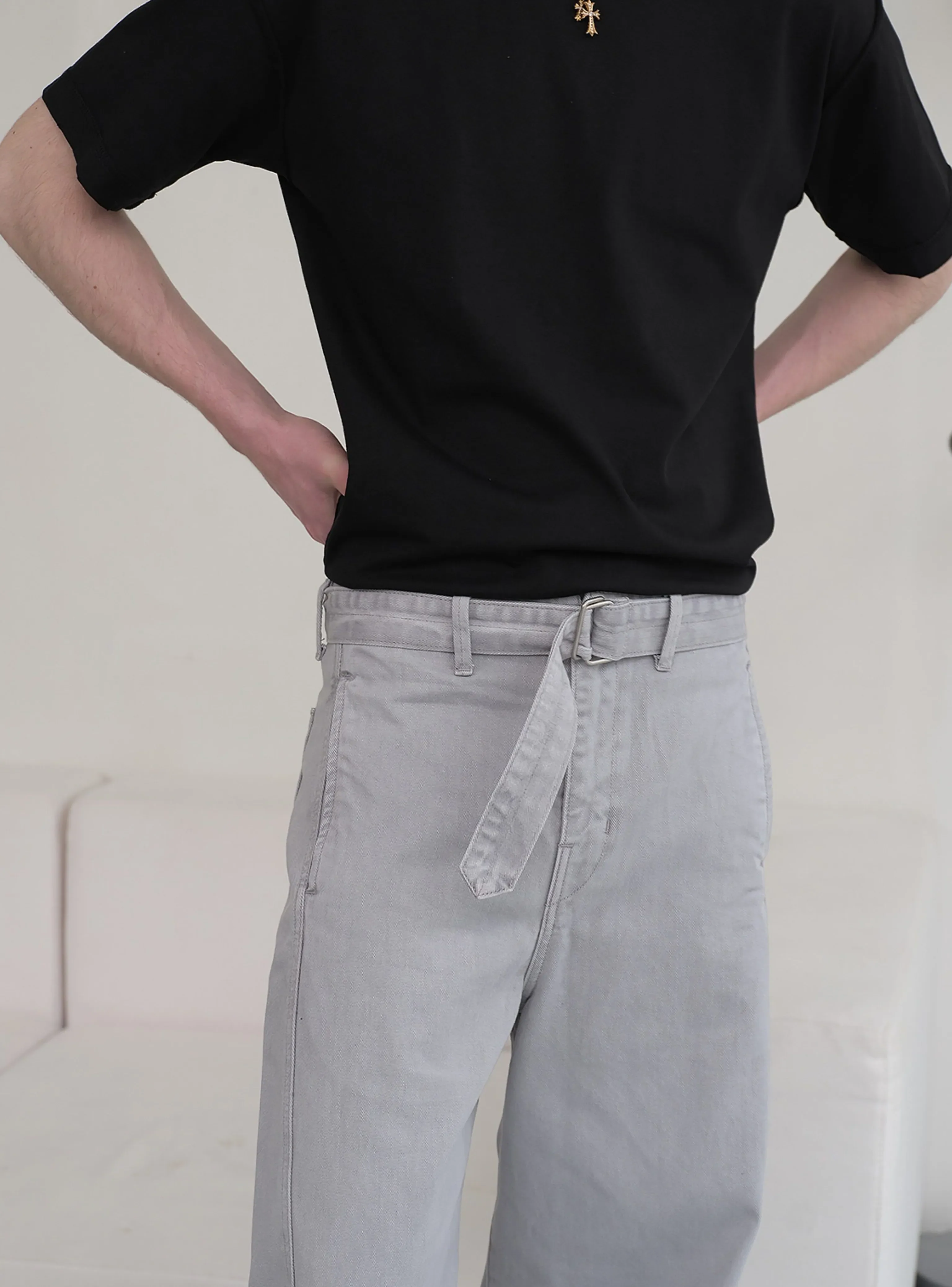 Belted Twill Trousers - Image 4