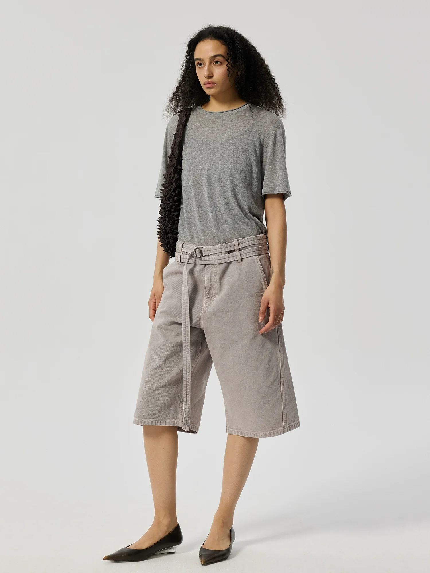 Belted Wide-Leg Bermuda Shorts - Image 3