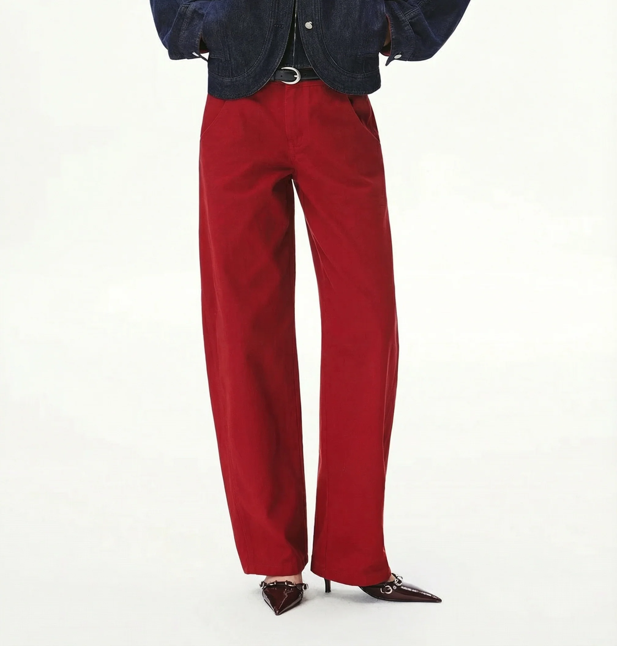Belted Wide-Leg Jeans