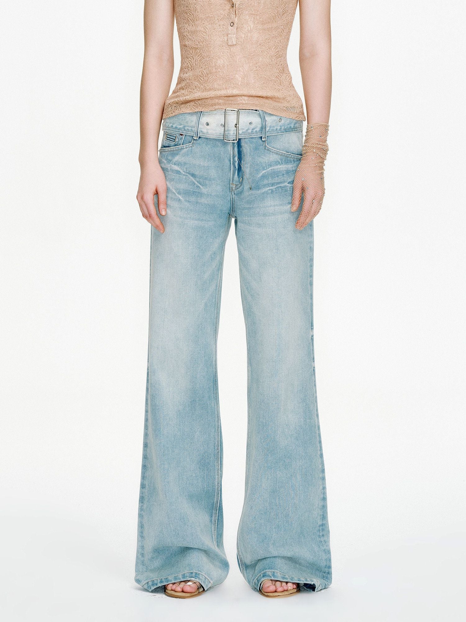 Belted Wide-Leg Jeans