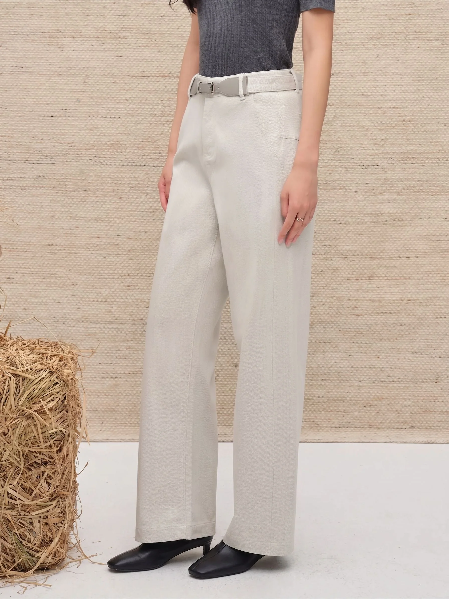 Belted Wide-Leg Pants
