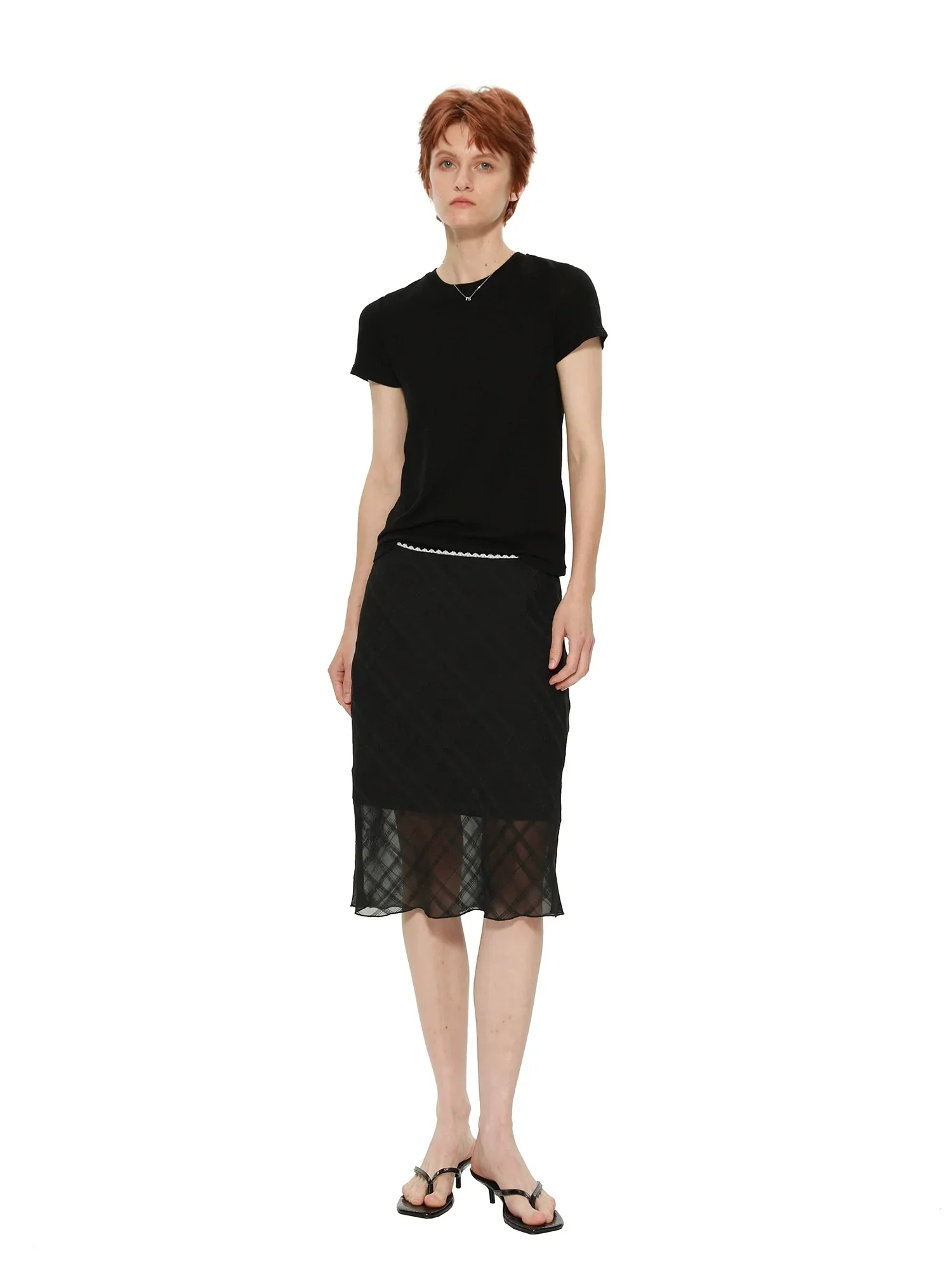 Bias-Cut Plaid Midi Skirt - Image 3
