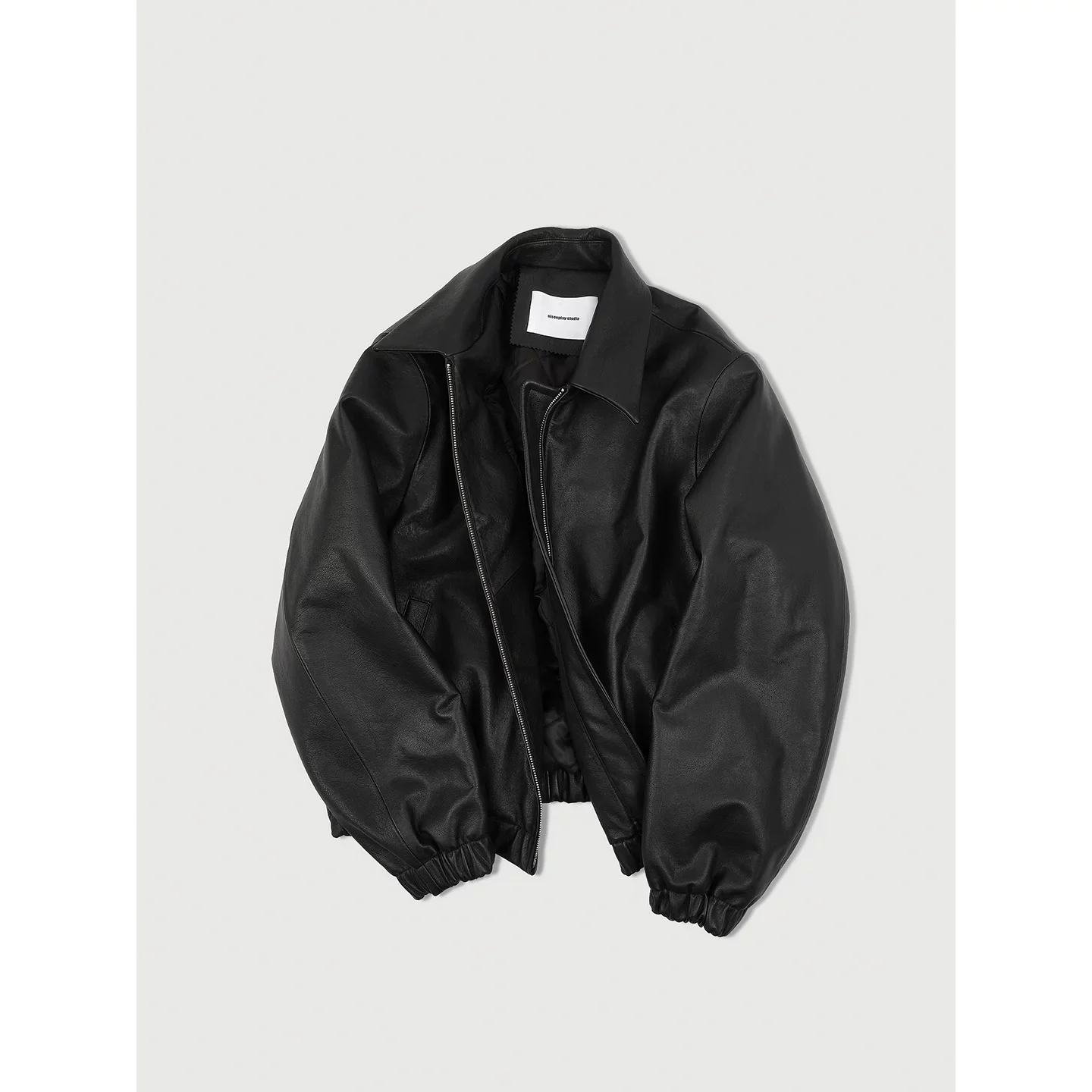Black Cowhide Zip Bomber - Image 6