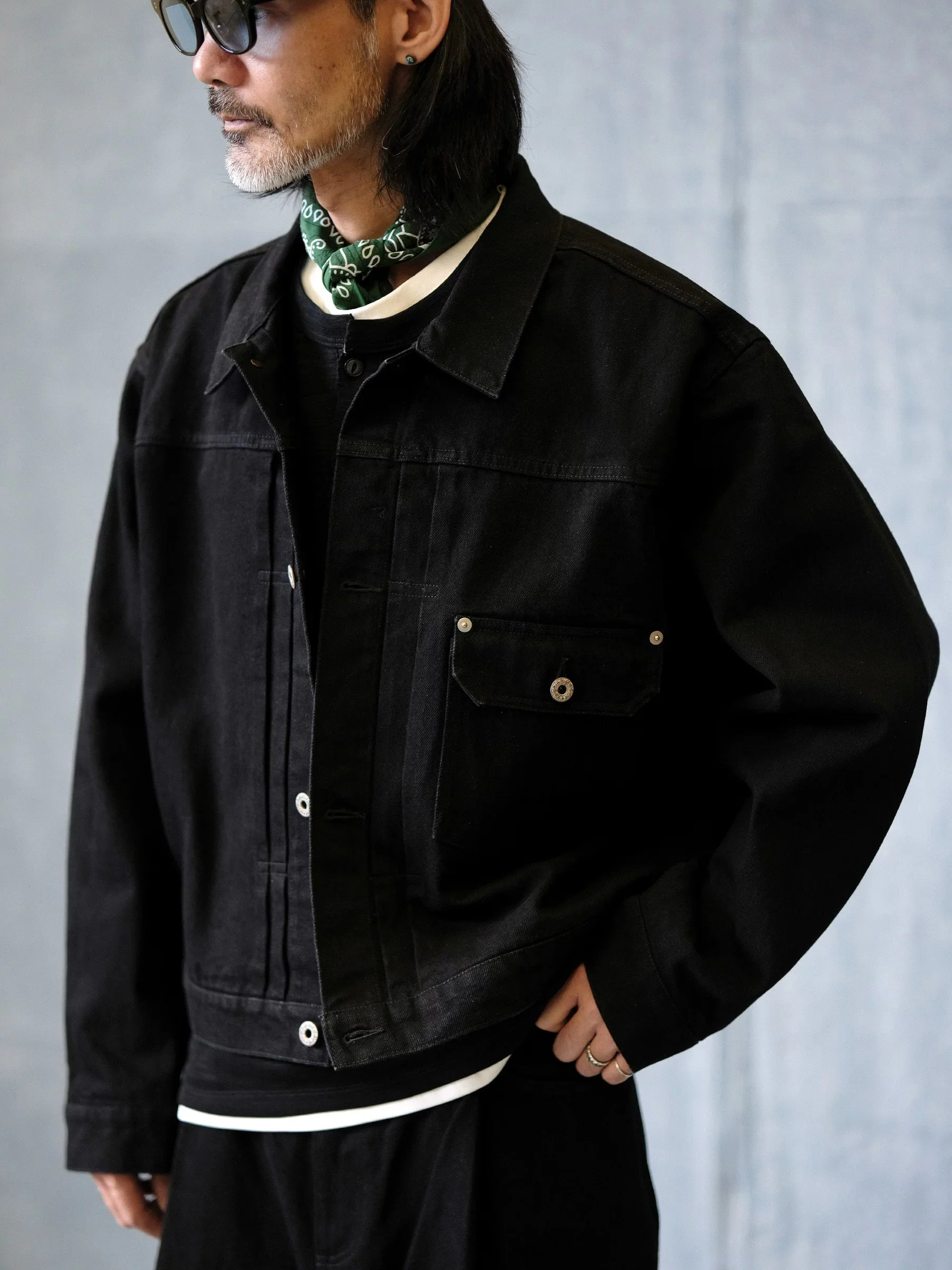 Black Denim Trucker Jacket - Image 2