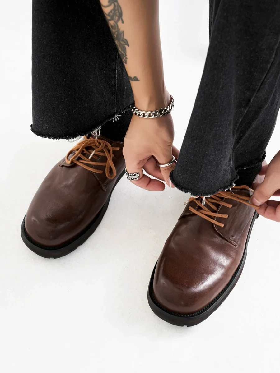 Black Horse Leather Derby Shoes - Image 5