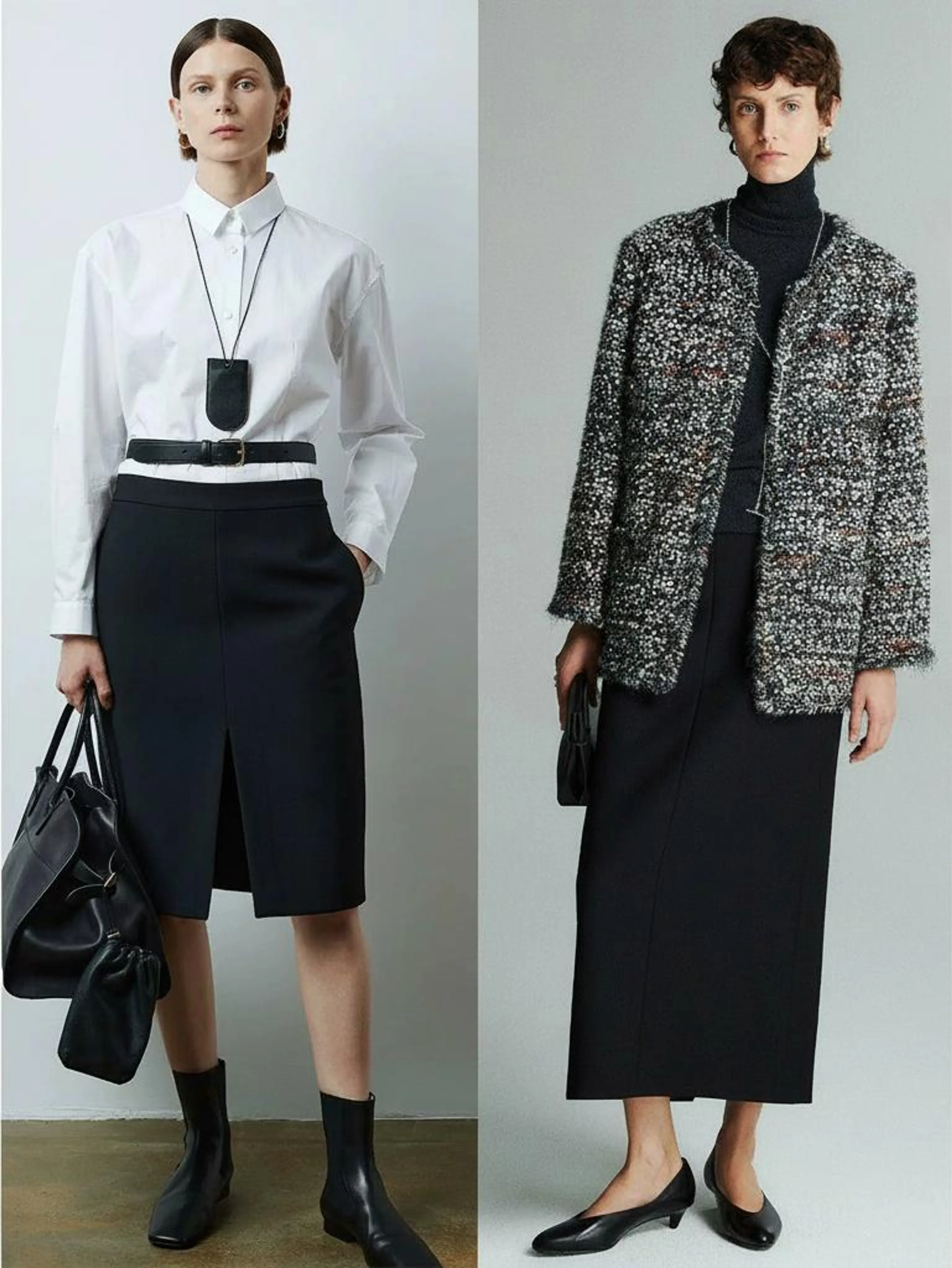 Black Knee-Length Slit Skirt - Image 2