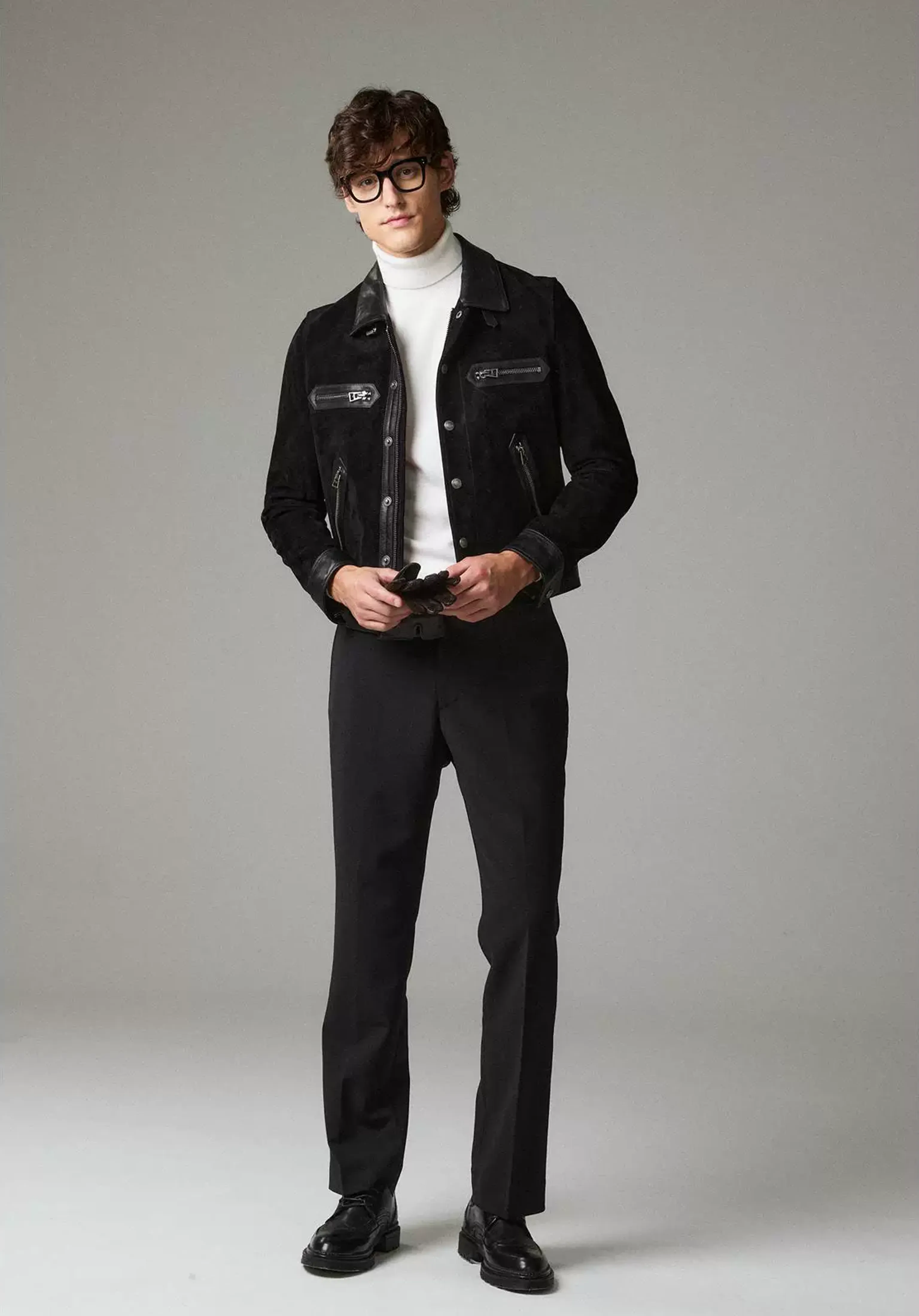 Black Lamb Suede Moto Jacket - Image 5