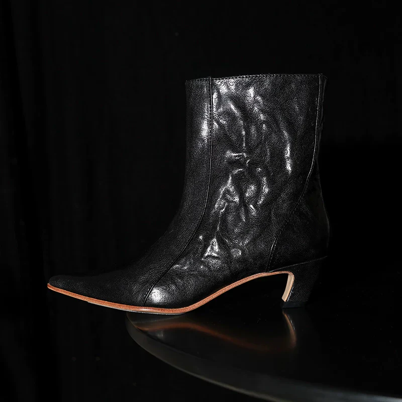 Black Leather Ankle Boots