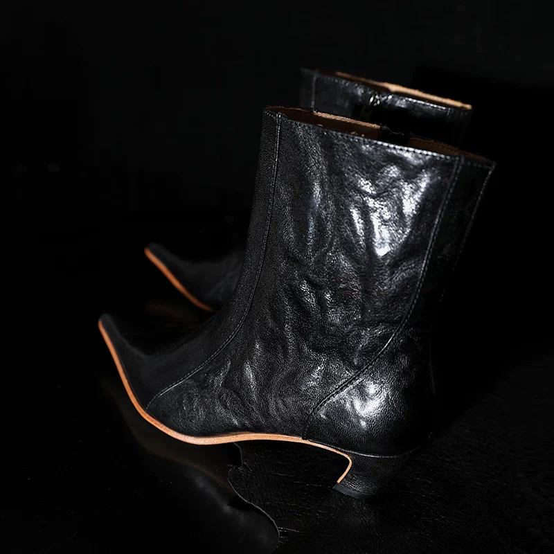 Black Leather Ankle Boots - Image 2