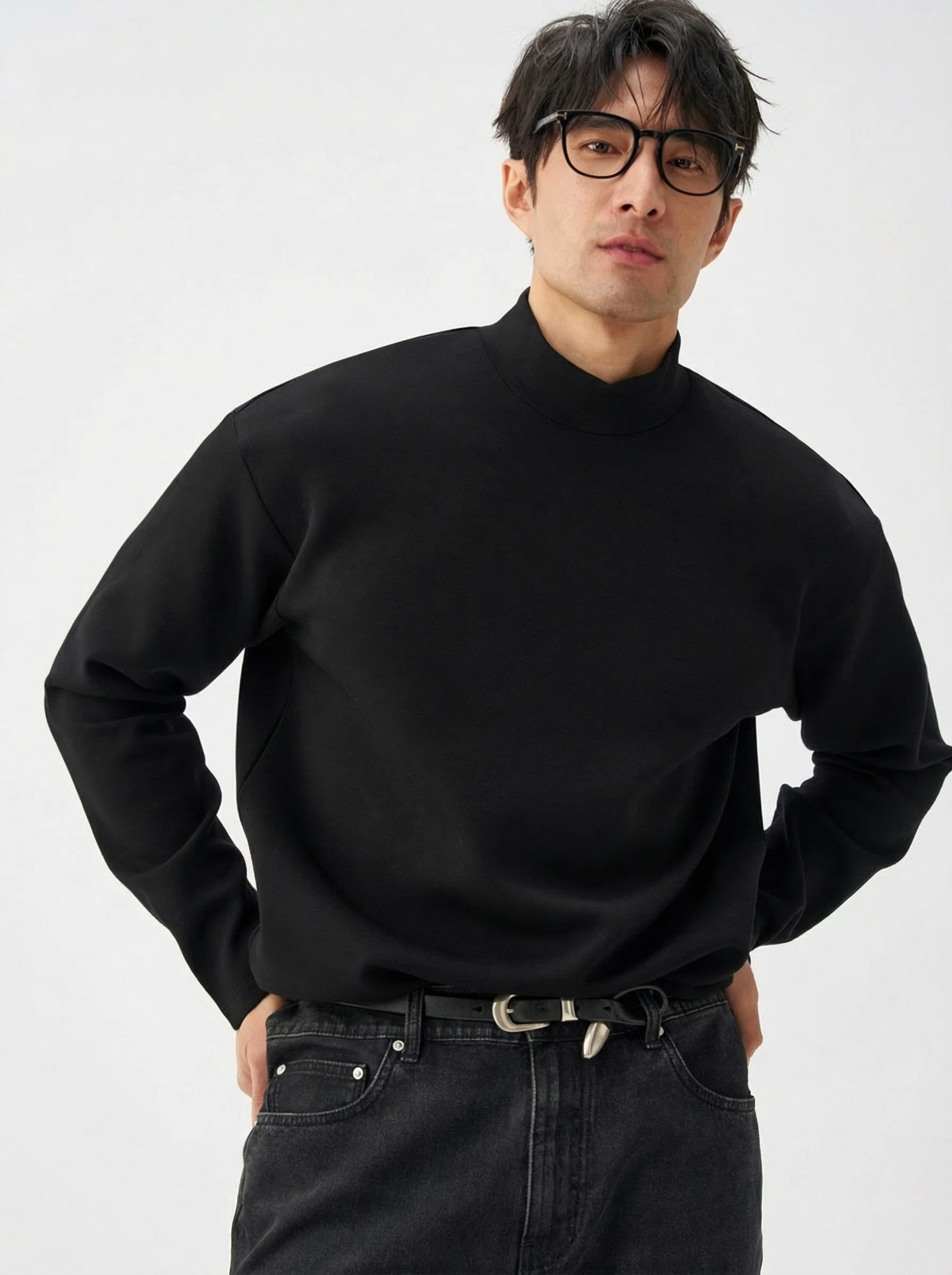 Black Mockneck Pullover - Image 3