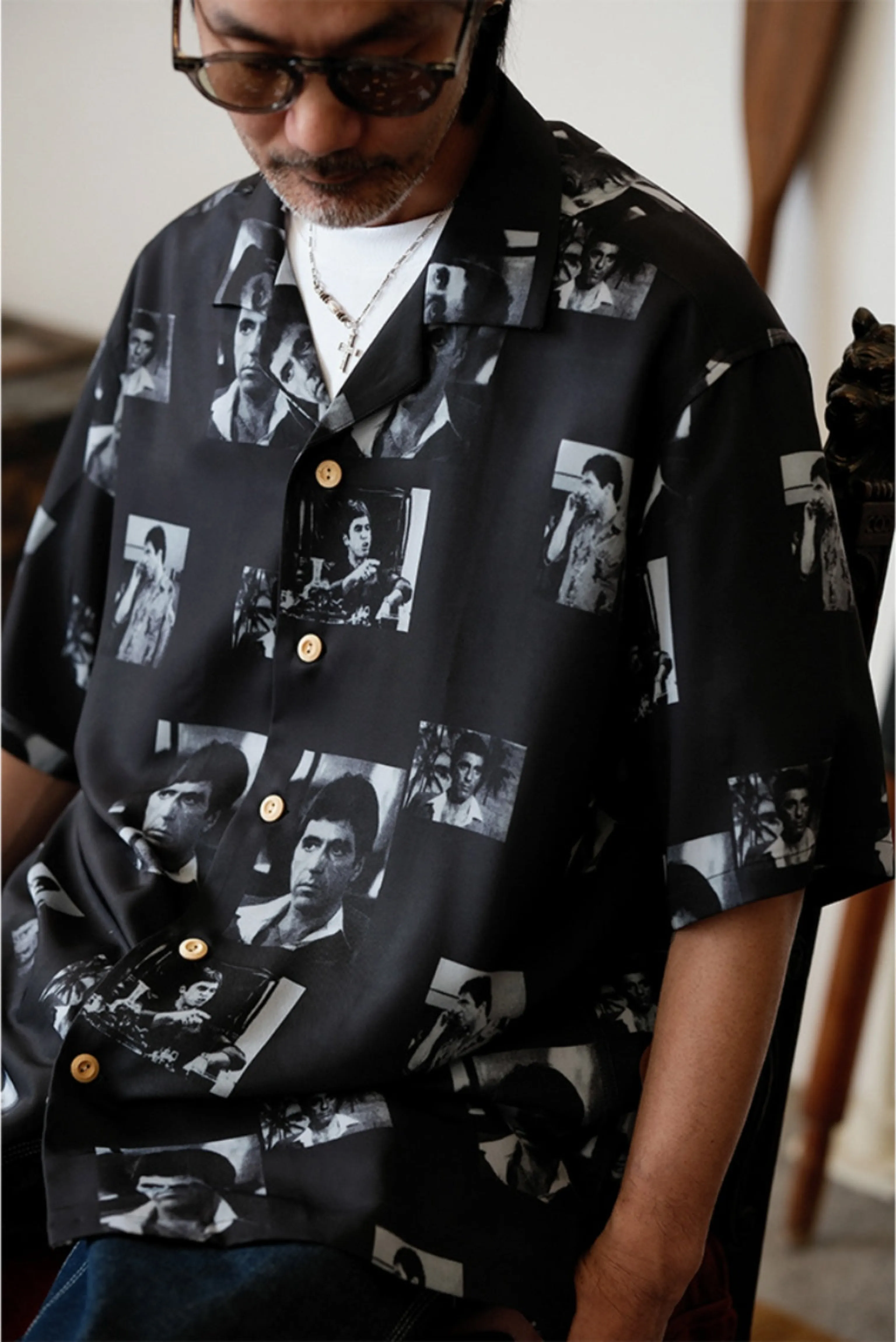 Black Monochrome Collage Shirt - Image 2