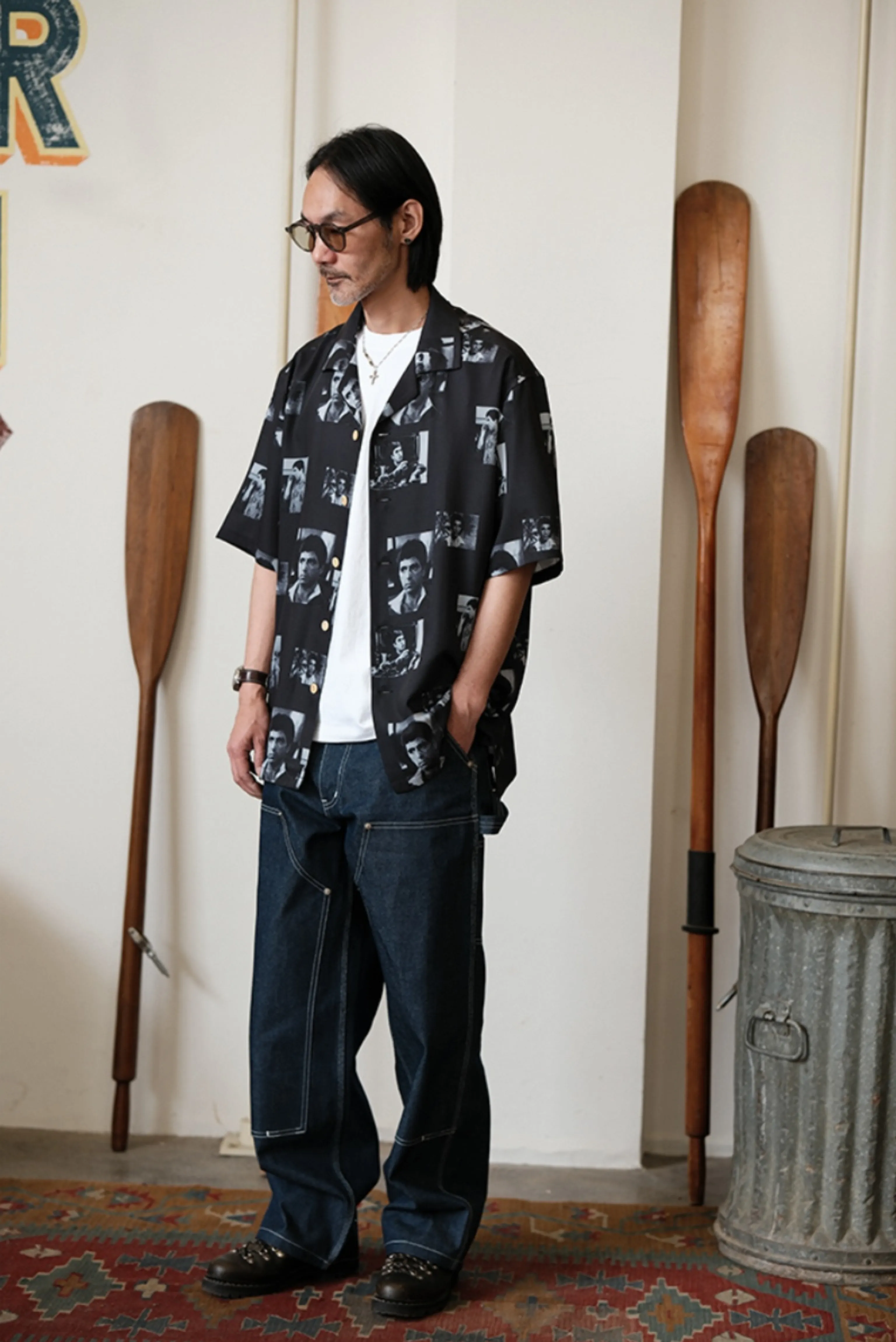 Black Monochrome Collage Shirt - Image 4