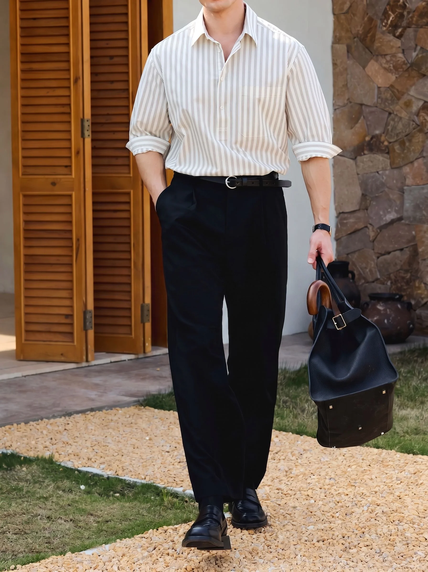 Black Pleated Trousers - Image 2