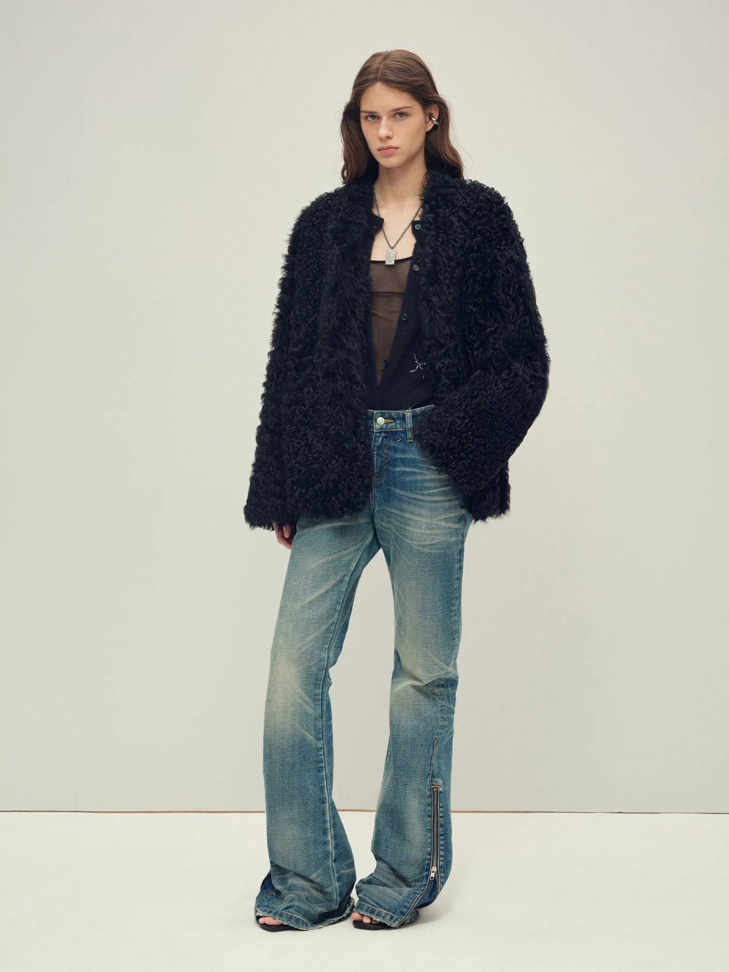 Black Shearling Jacket - Image 3