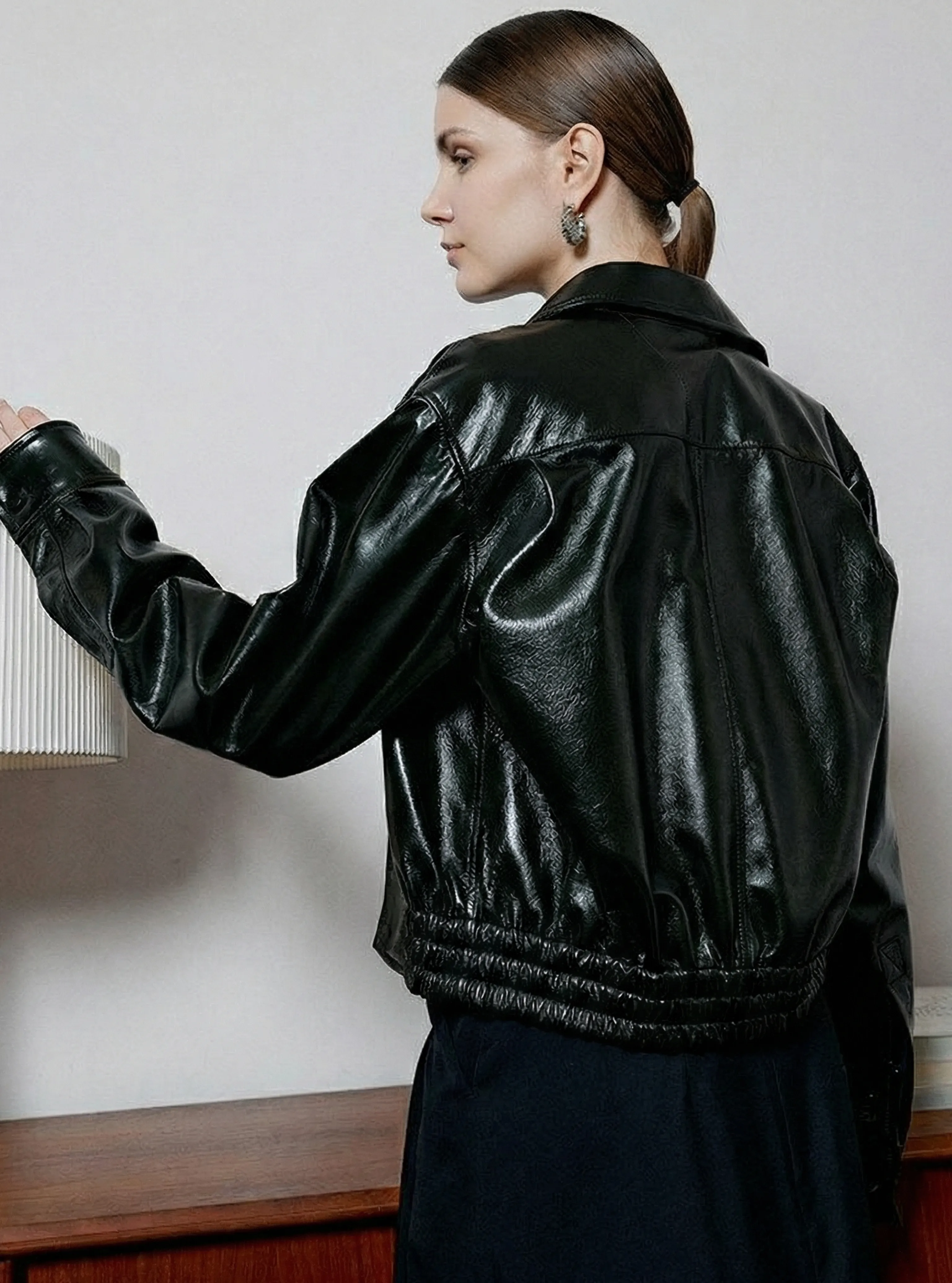 Black Sheepskin Blouson Jacket - Image 4