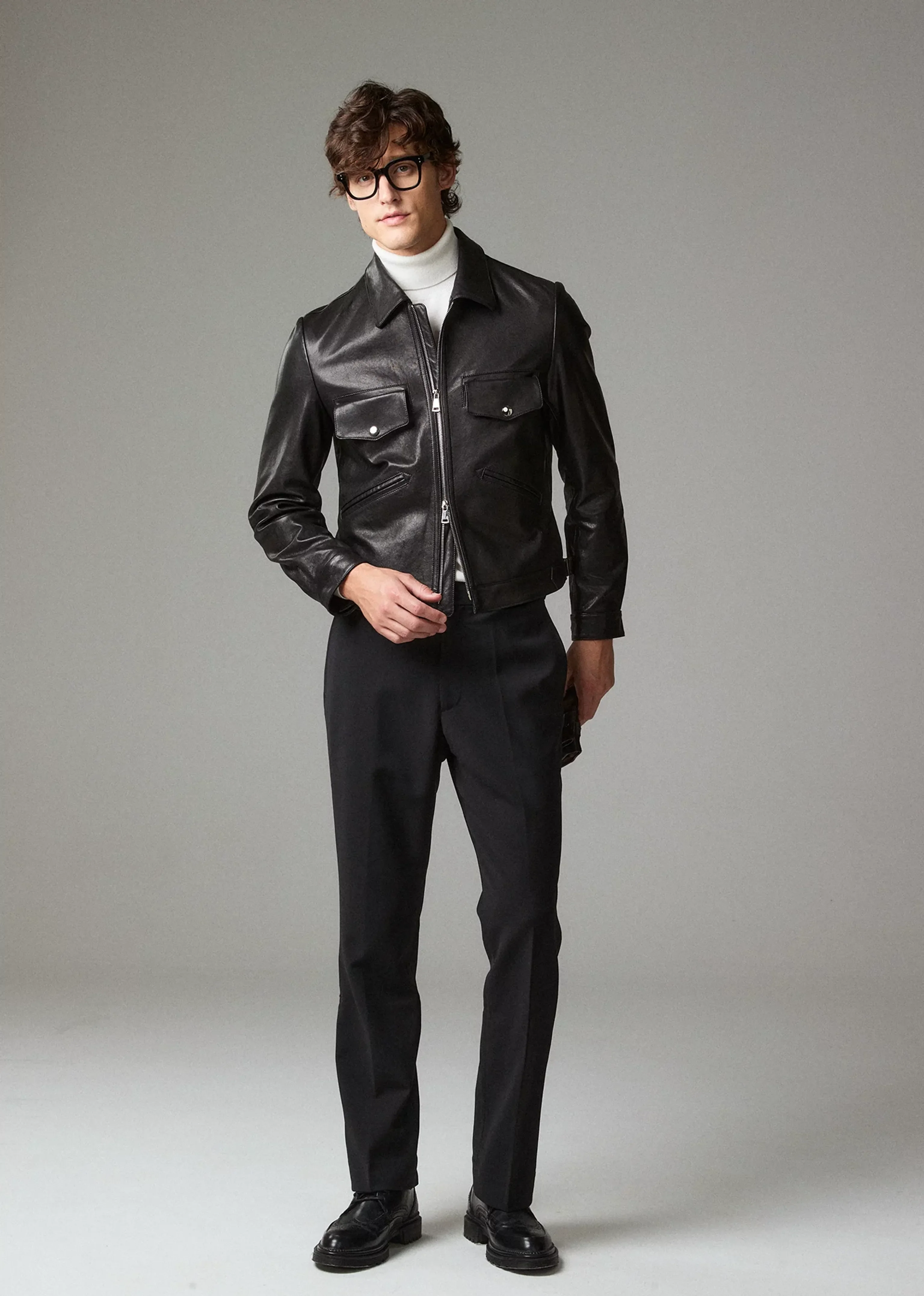Black Sheepskin Zip Jacket