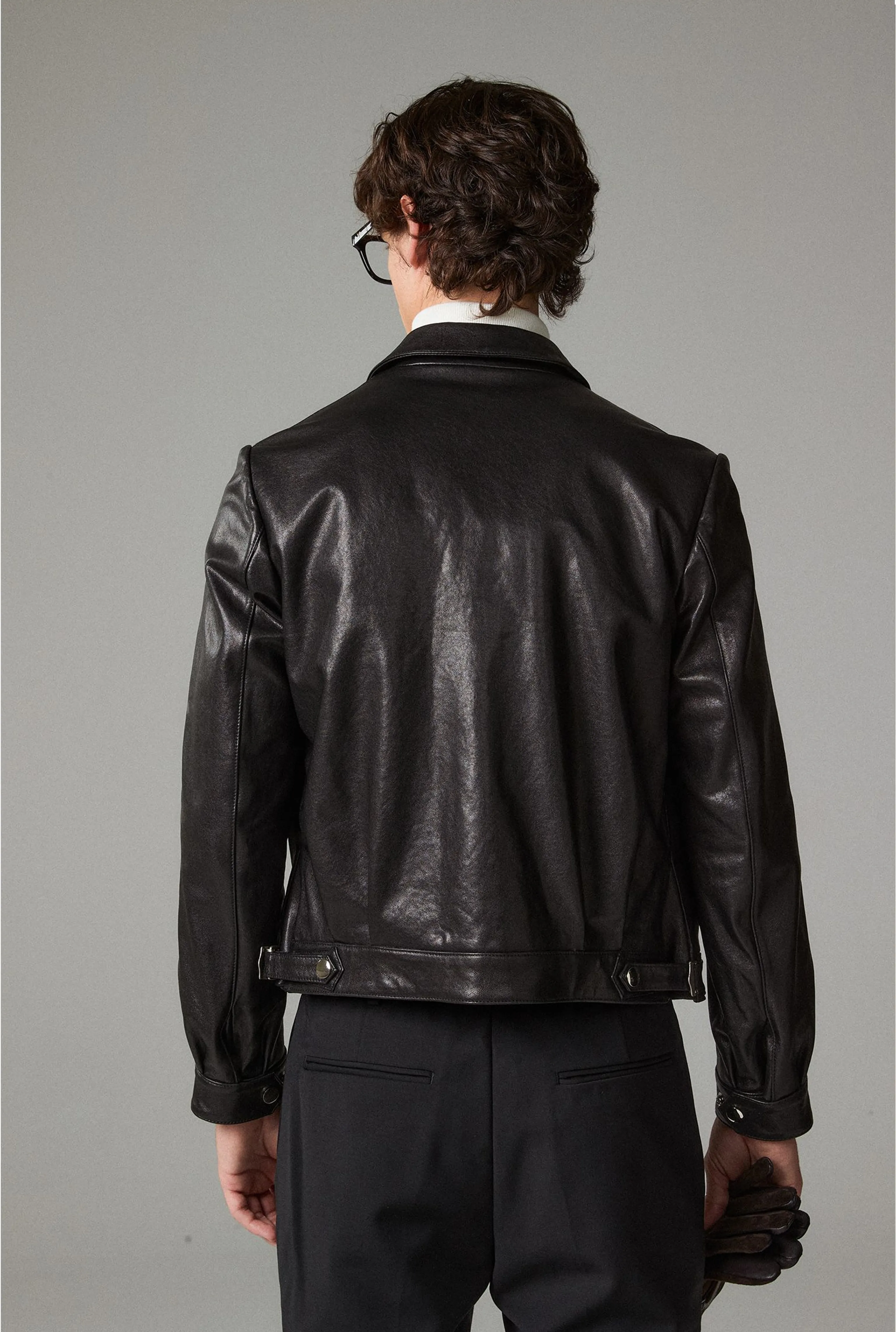Black Sheepskin Zip Jacket - Image 5