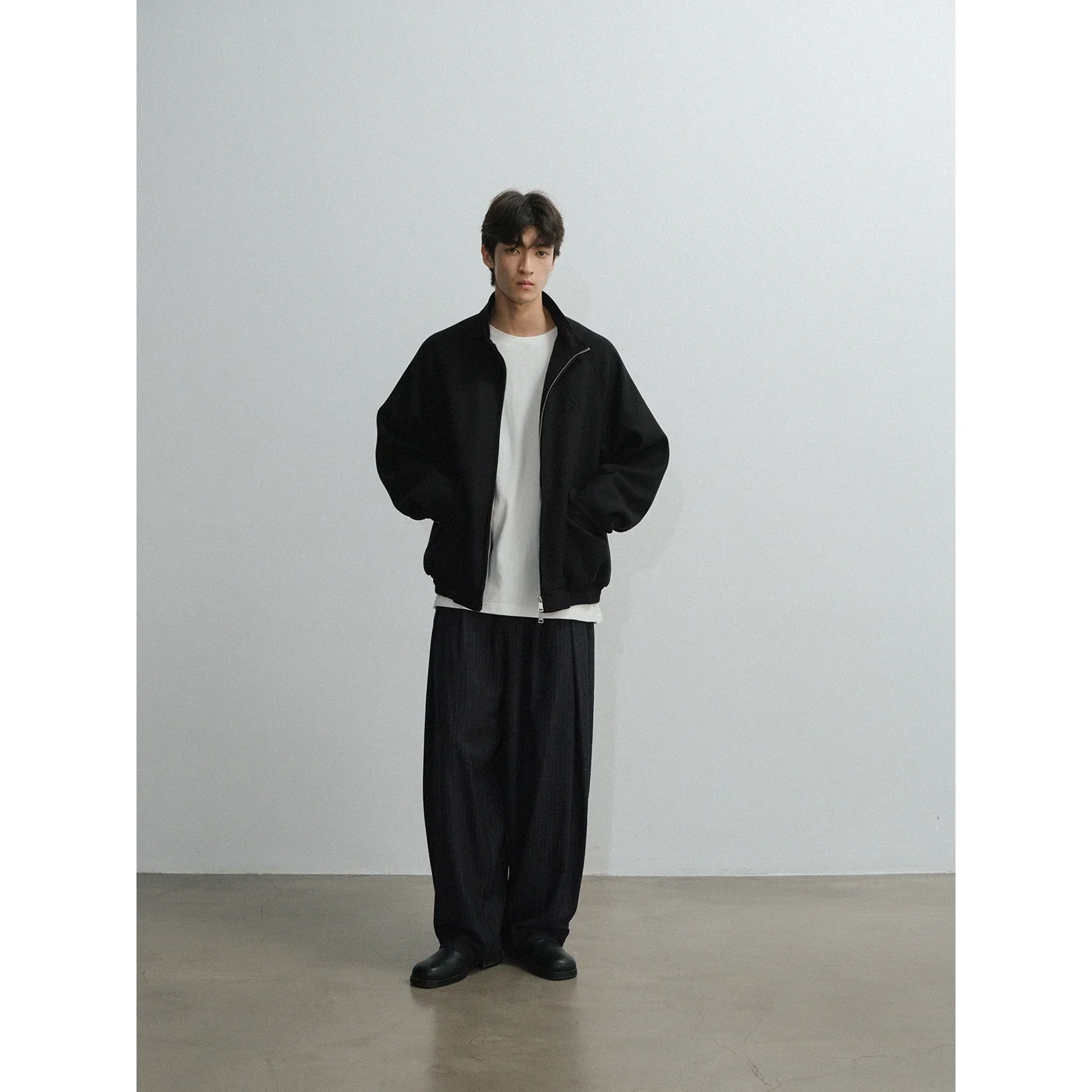 Black Stand Collar Embroidered Jacket - Image 3