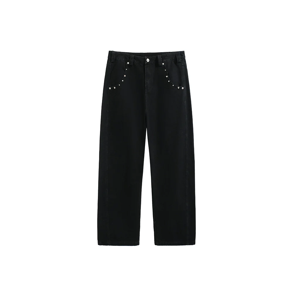 Black Studded Wide-Leg Jeans - Image 6