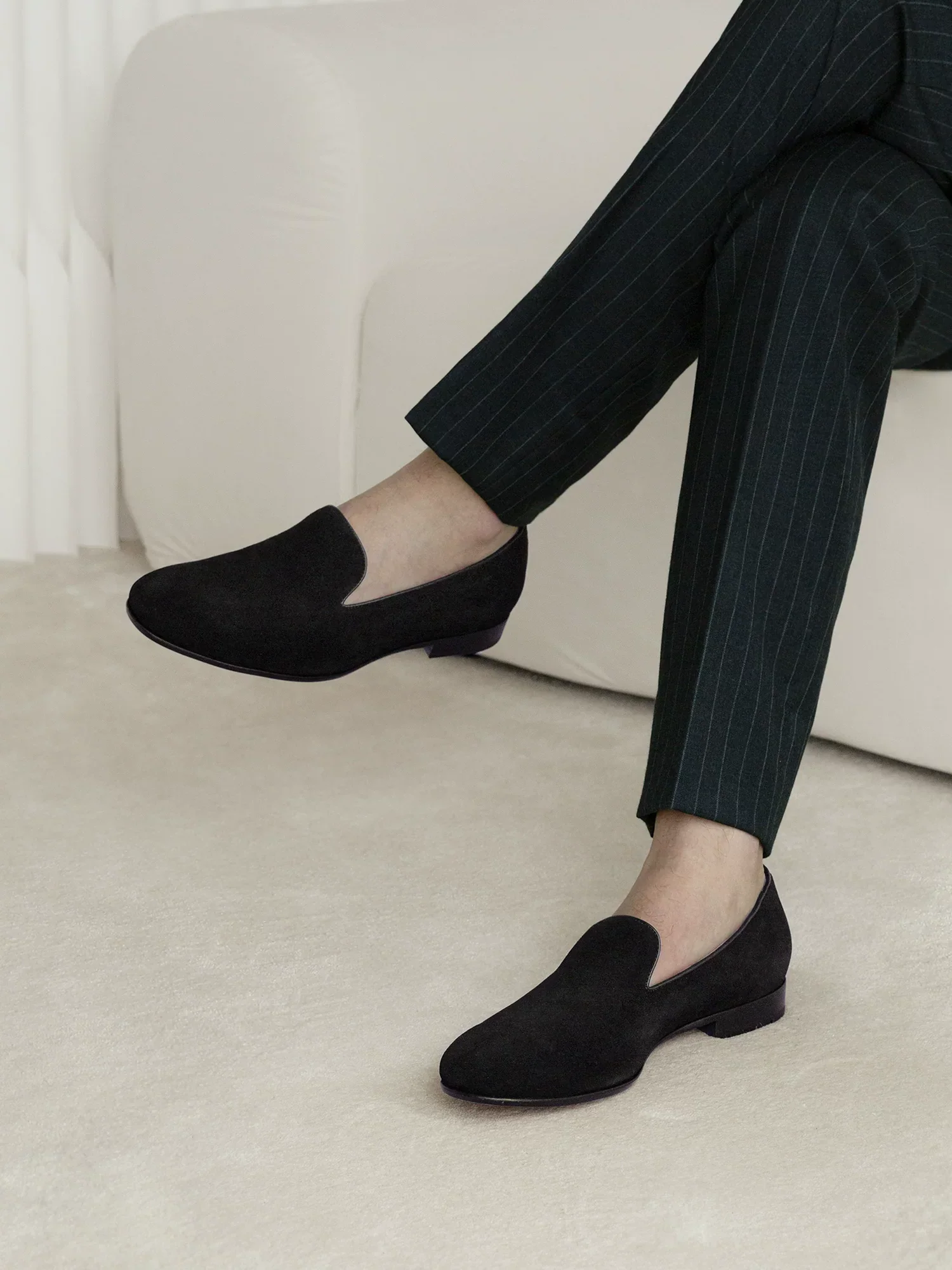Black Suede Smoking Slippers - Image 5