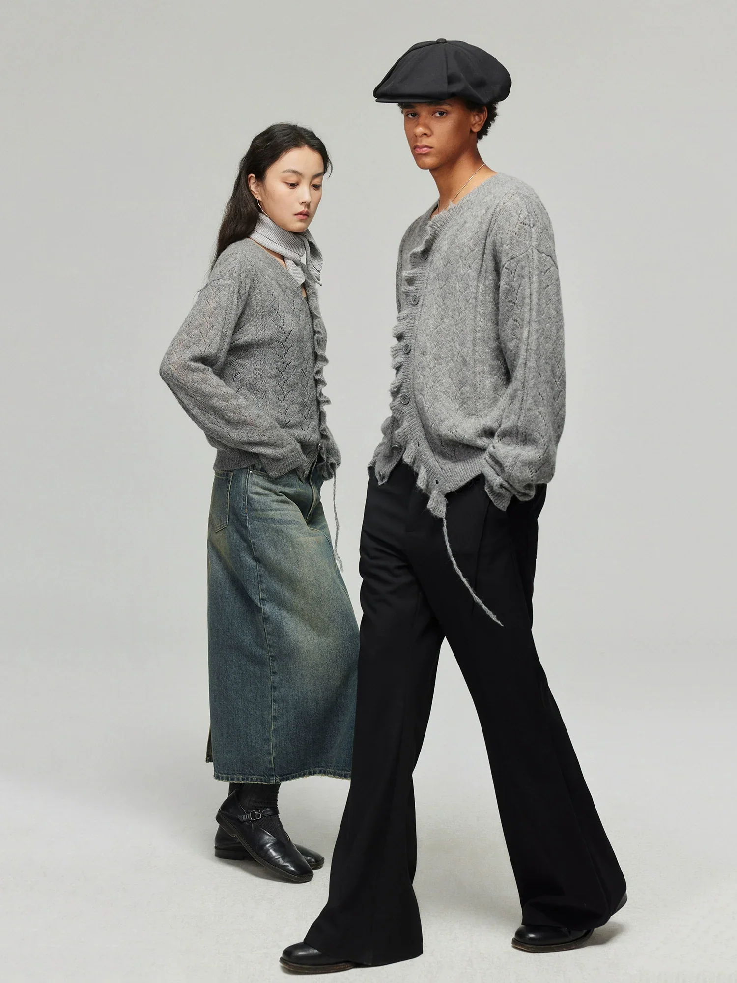 Black Tailored Flared Trousers - Image 2