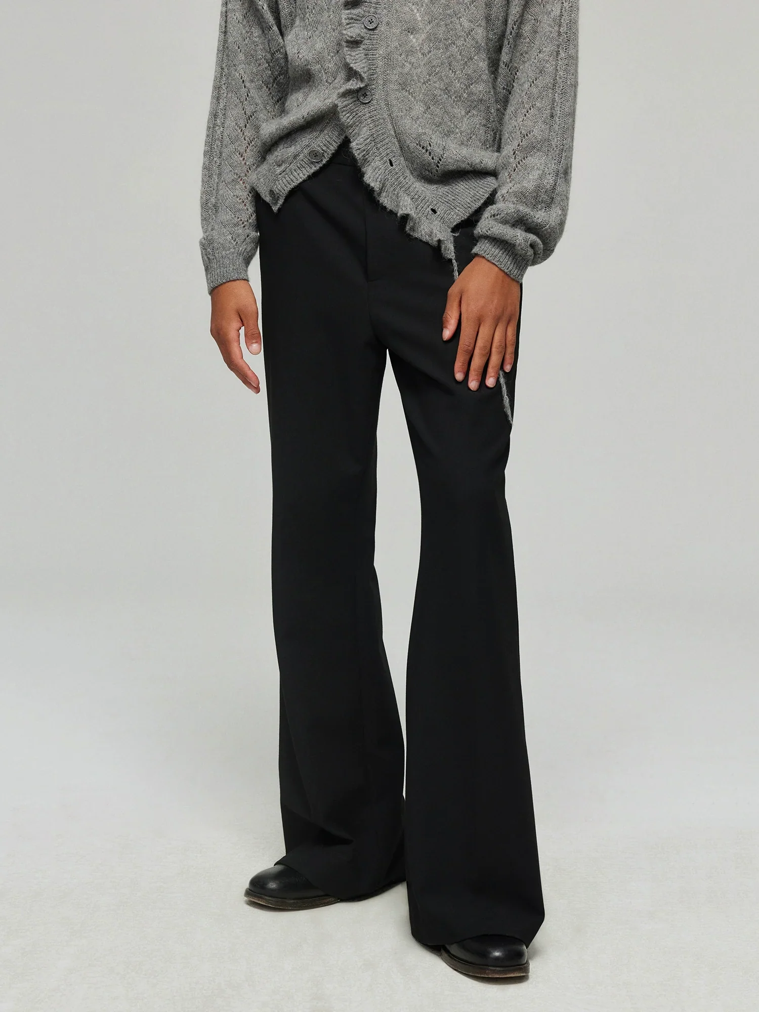 Black Tailored Flared Trousers - Image 3