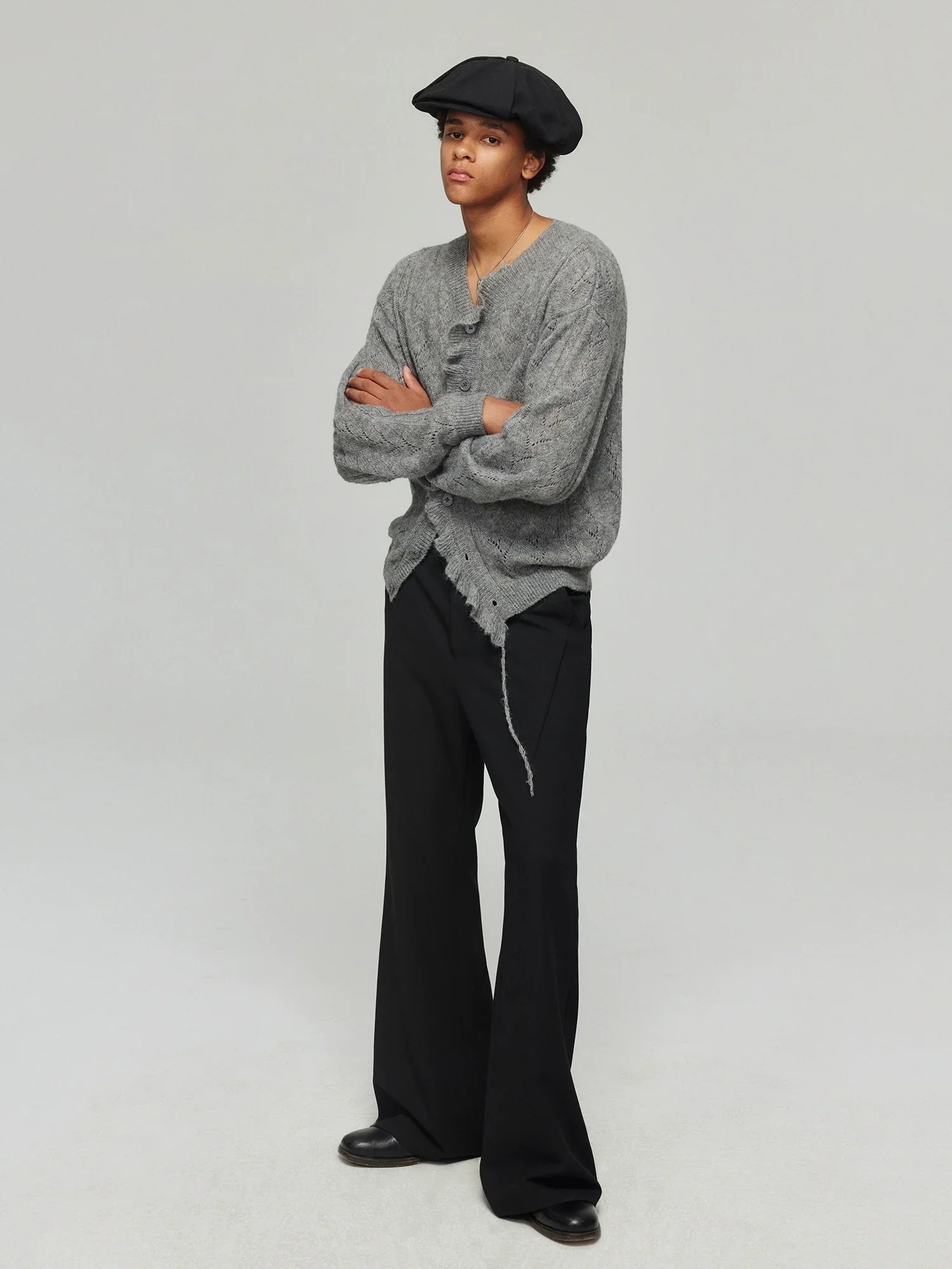 Black Tailored Flared Trousers - Image 4