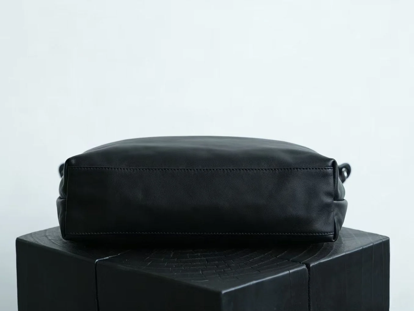 Black Top Grain Leather Hobo Bag - Image 3