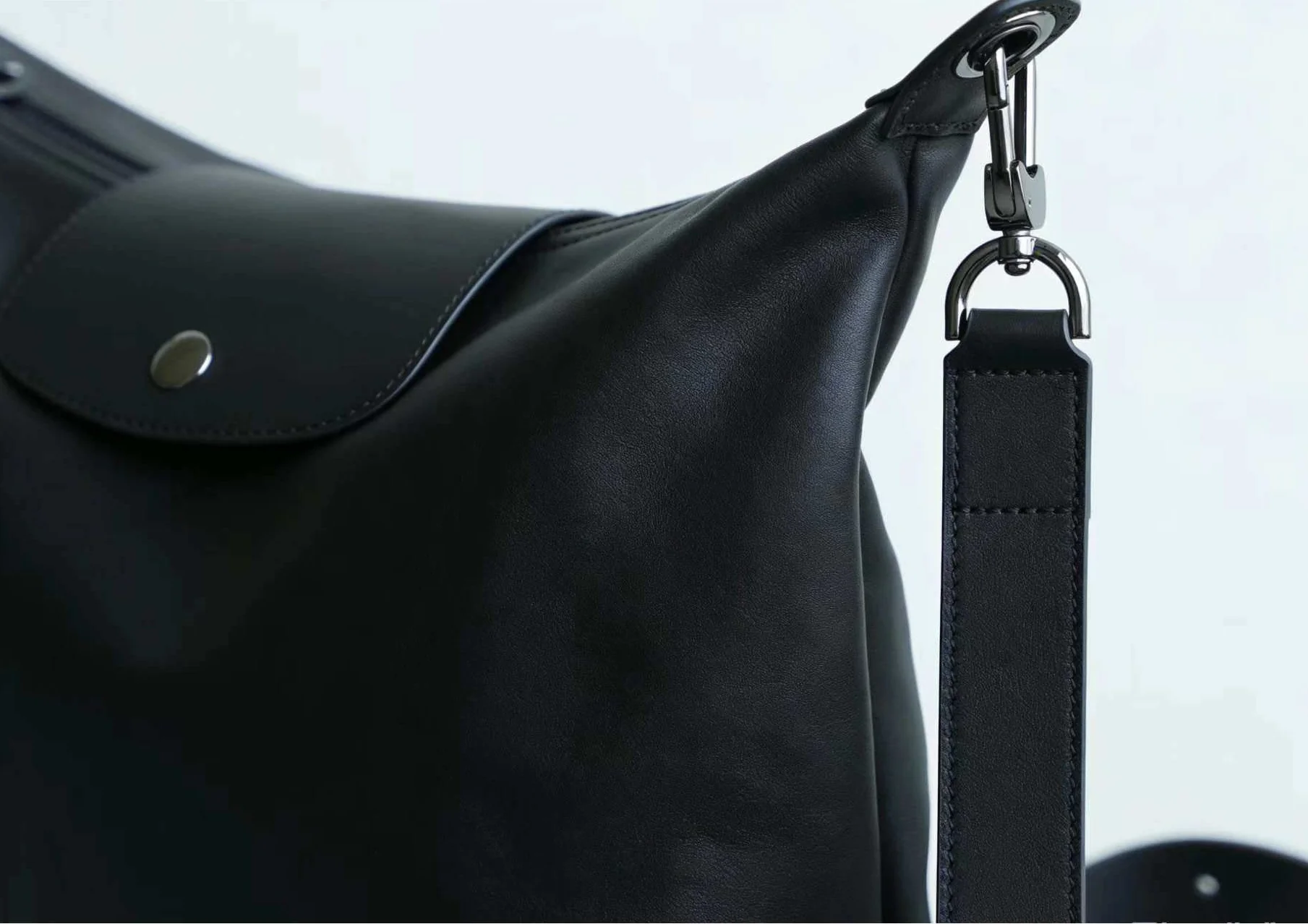 Black Top Grain Leather Hobo Bag - Image 4