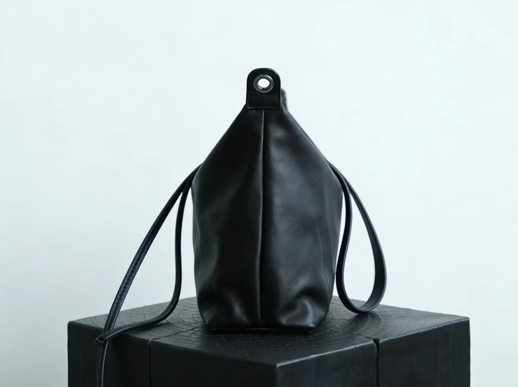 Black Top Grain Leather Hobo Bag - Image 6