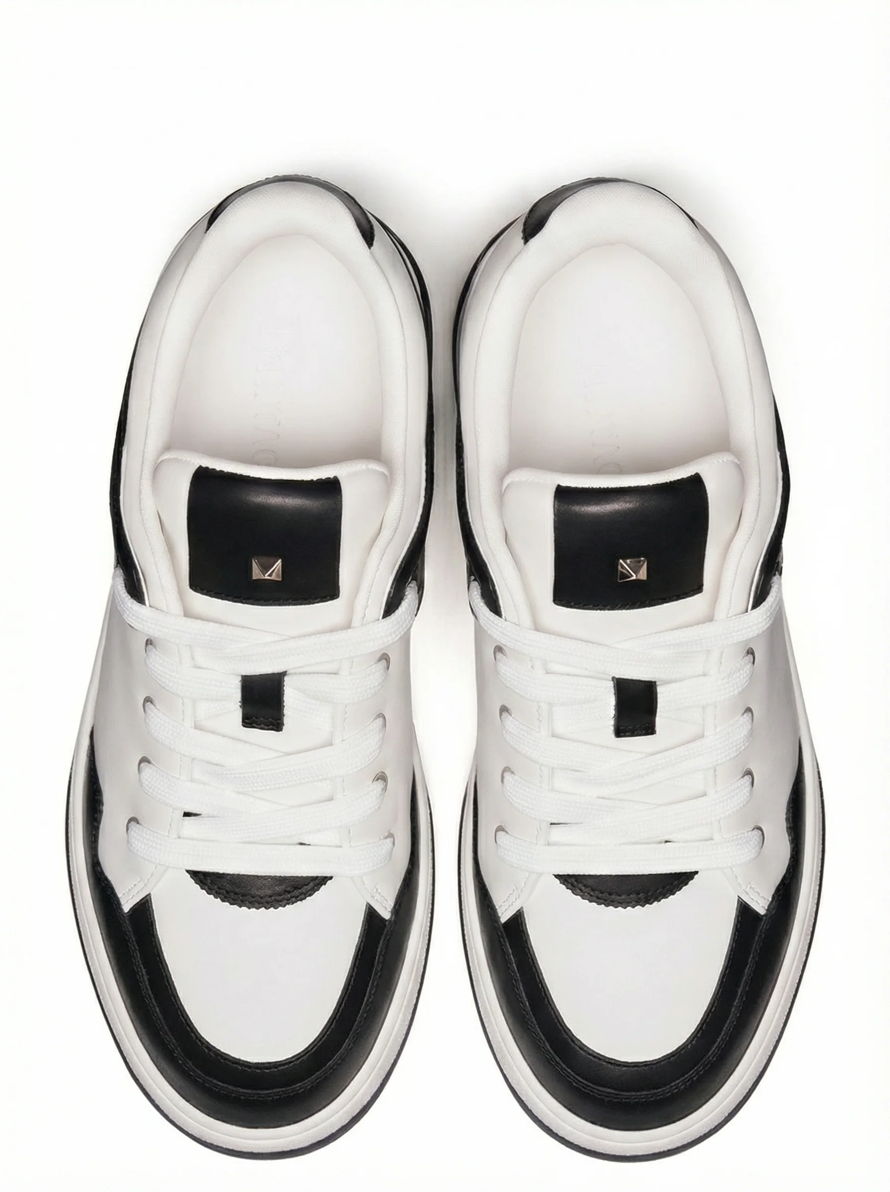 Black-White Calfskin Low-Top Sneakers - Image 2