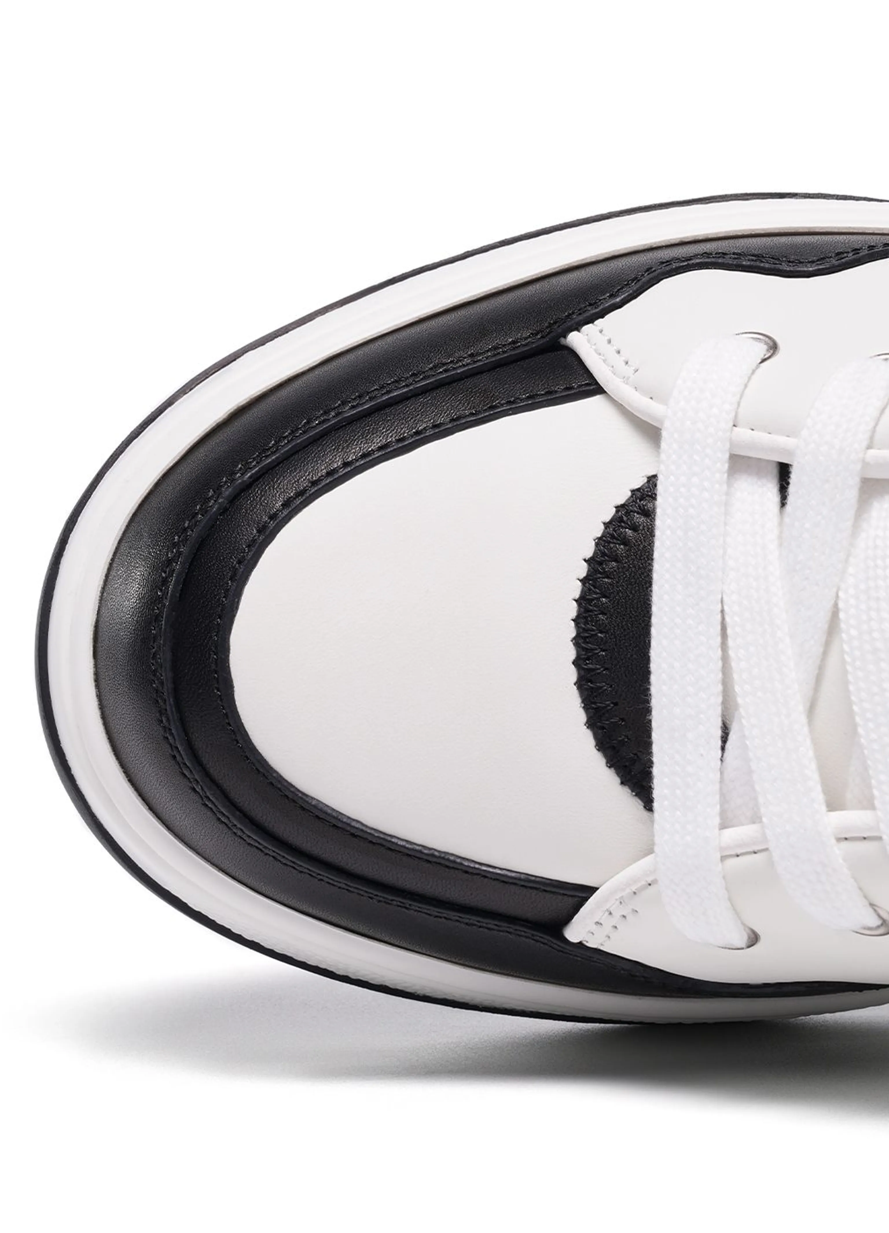 Black-White Calfskin Low-Top Sneakers - Image 7