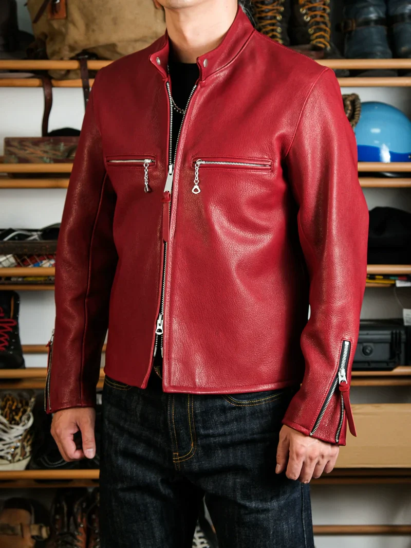 Bloodstone Goatskin Cafe Racer Jacket - Image 3
