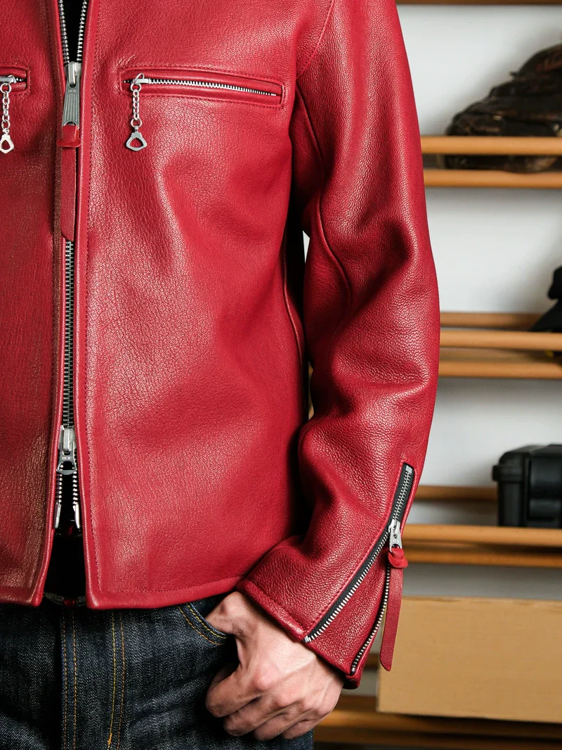 Bloodstone Goatskin Cafe Racer Jacket - Image 5