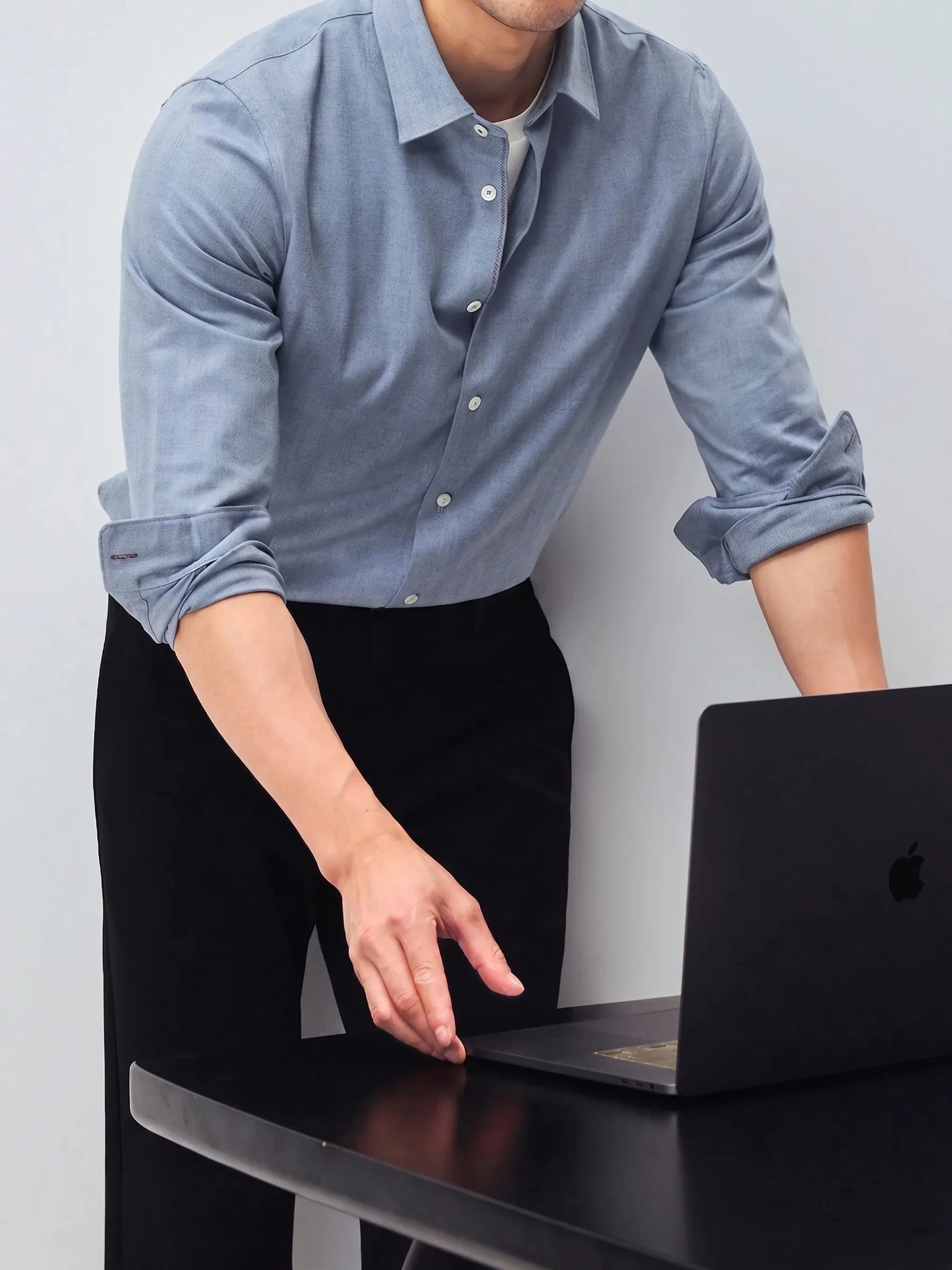 Blue Herringbone Shirt