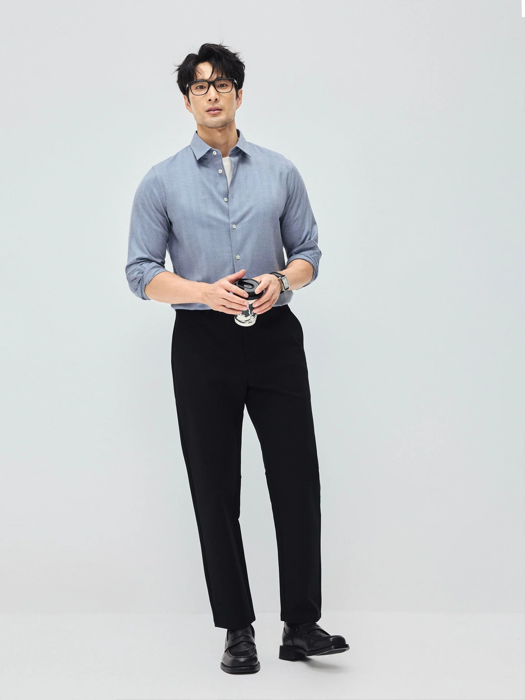 Blue Herringbone Shirt - Image 2