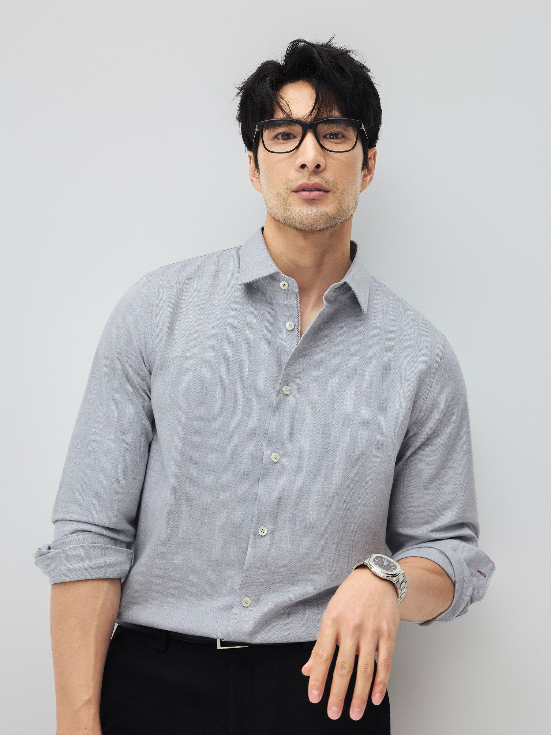 Blue Herringbone Shirt - Image 3