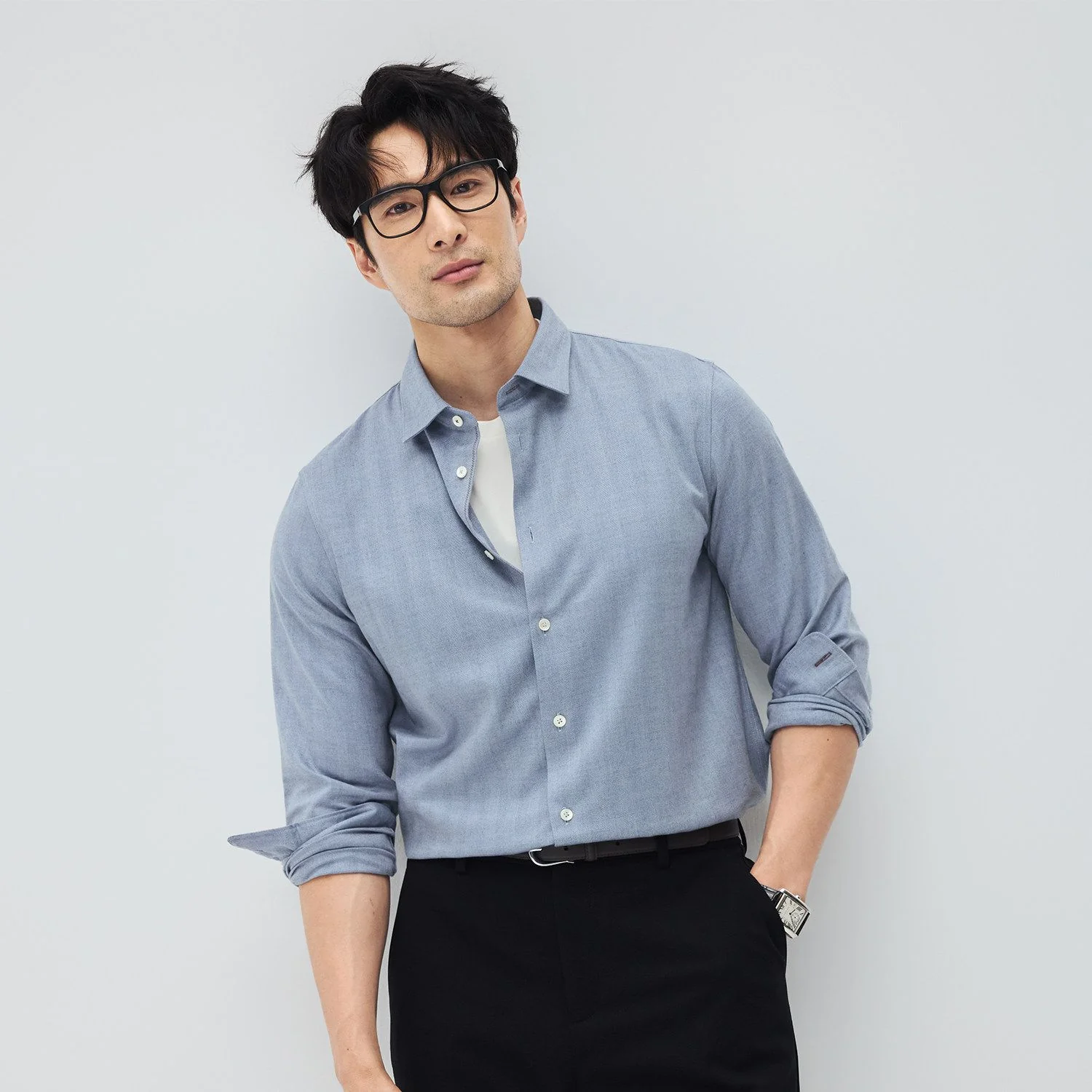 Blue Herringbone Shirt - Image 6