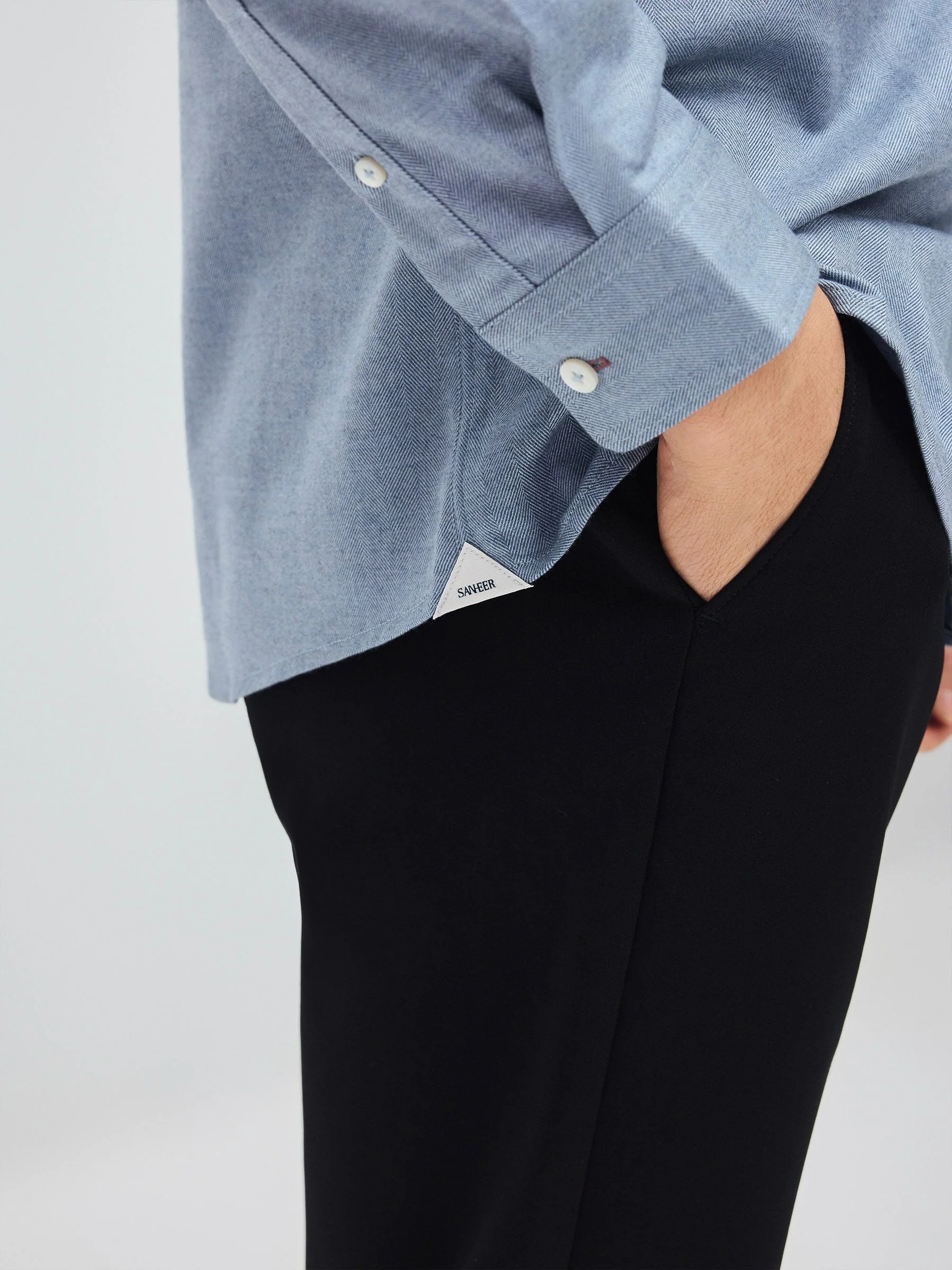 Blue Herringbone Shirt - Image 7