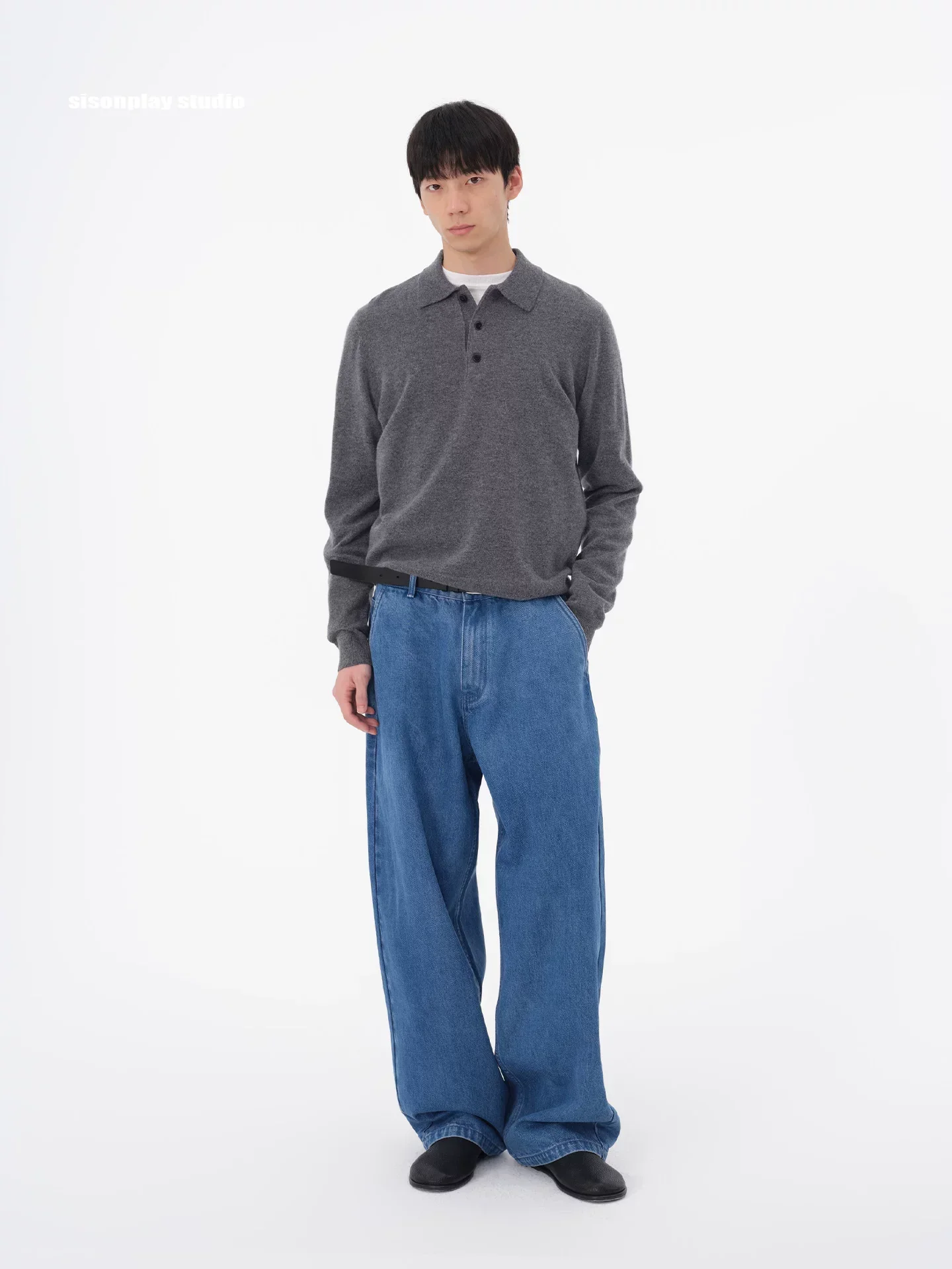 Blue Oversized Wide-Leg Washed Denim Jeans - Image 2